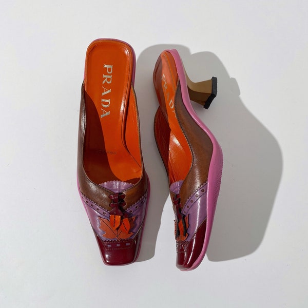 Prada 1999 AW Pink / Purple Acorn Pointed Square Toe Heels