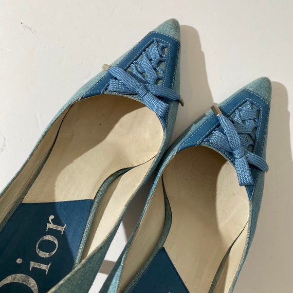 Dior 2002 Spring Denim Lace-up Bow Pointed Toe Pu… - image 5