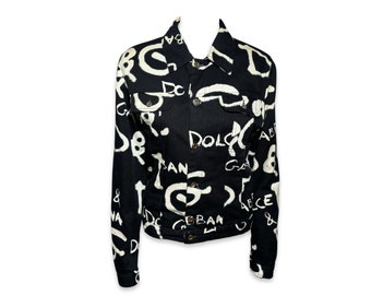 Dolce and Gabbana 2000s Graffiti Logo Jacket Black