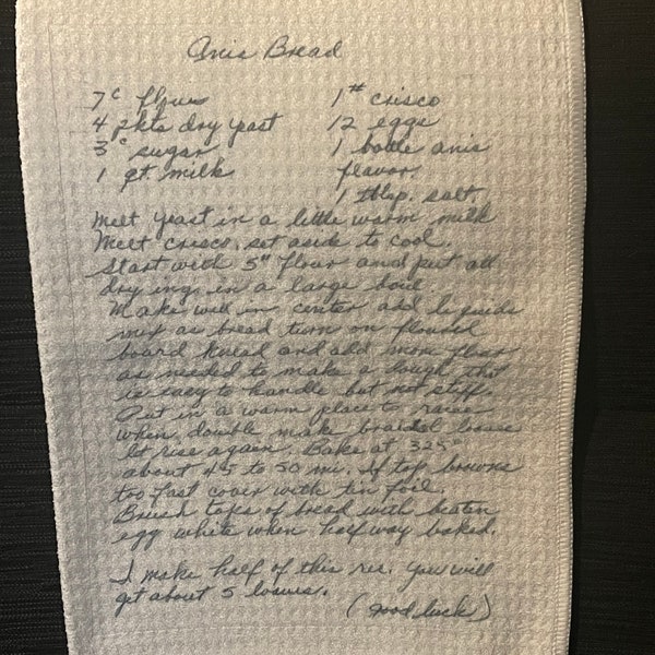 La tua calligrafia personalizzata su uno strofinaccio