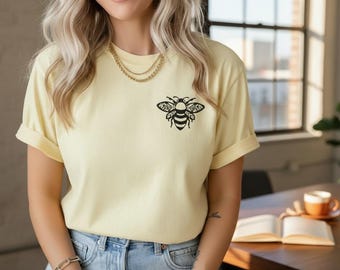 Bee Happy-shirt: comfortkleuren uniseks T-shirt, bijenliefhebber cadeau