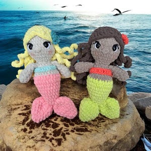 Handmade Crochet Mermaid Doll - Crochet Mermaid Plush Stuffed Animal