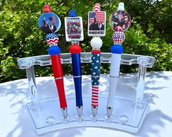 Donald Trump Handmade Beaded Pen: Patriotic USA Gift