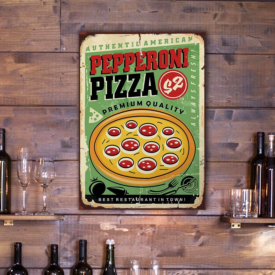 BUY1GET1 Pizzeria Sign Pizza Shop Sign Metal Sign Kitchen Etsy