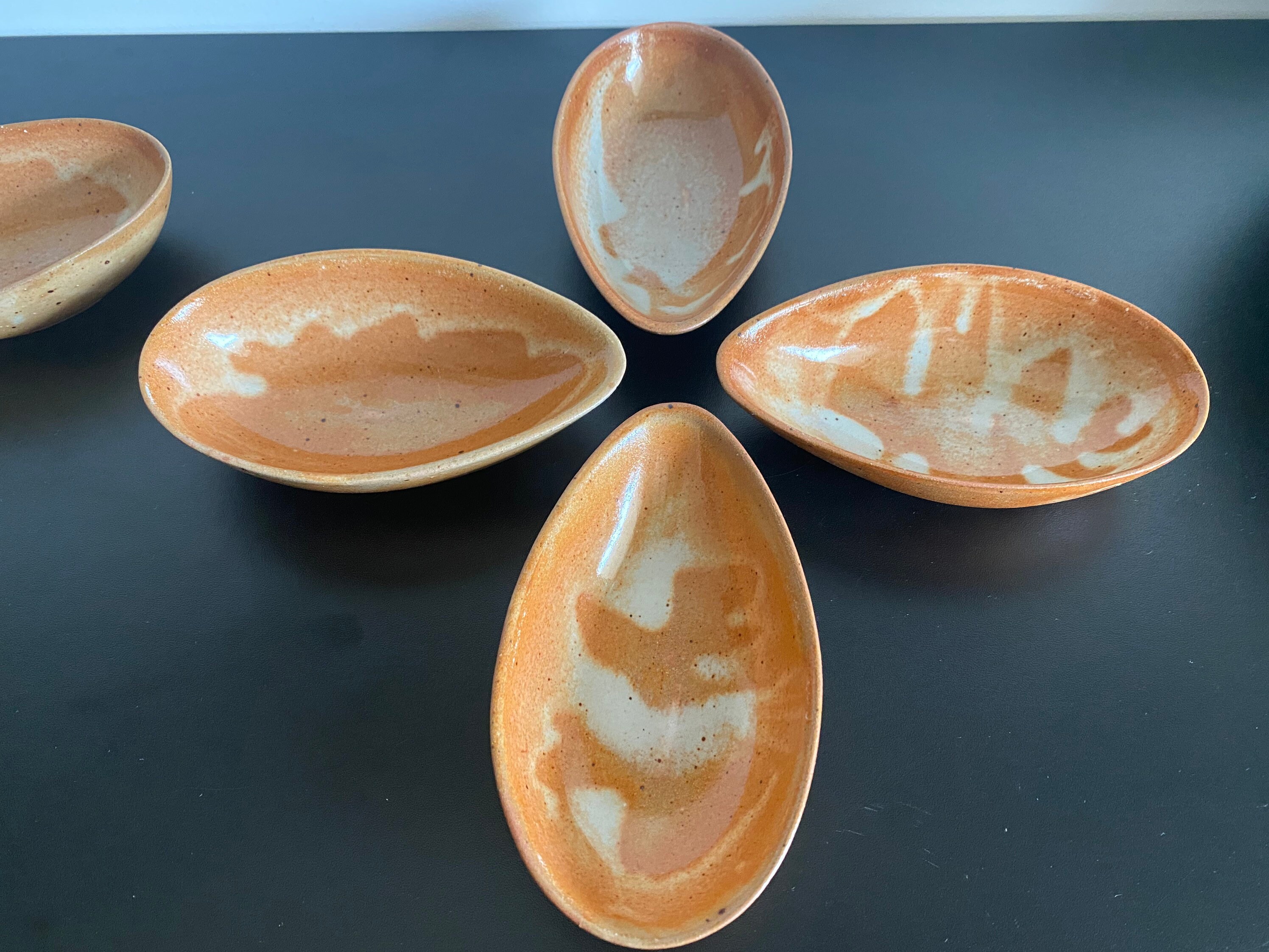 Raviers Coupelles Grès Vintage 1970 Français Marron Brun Beige Blanc Campagne Rustique France Assiet