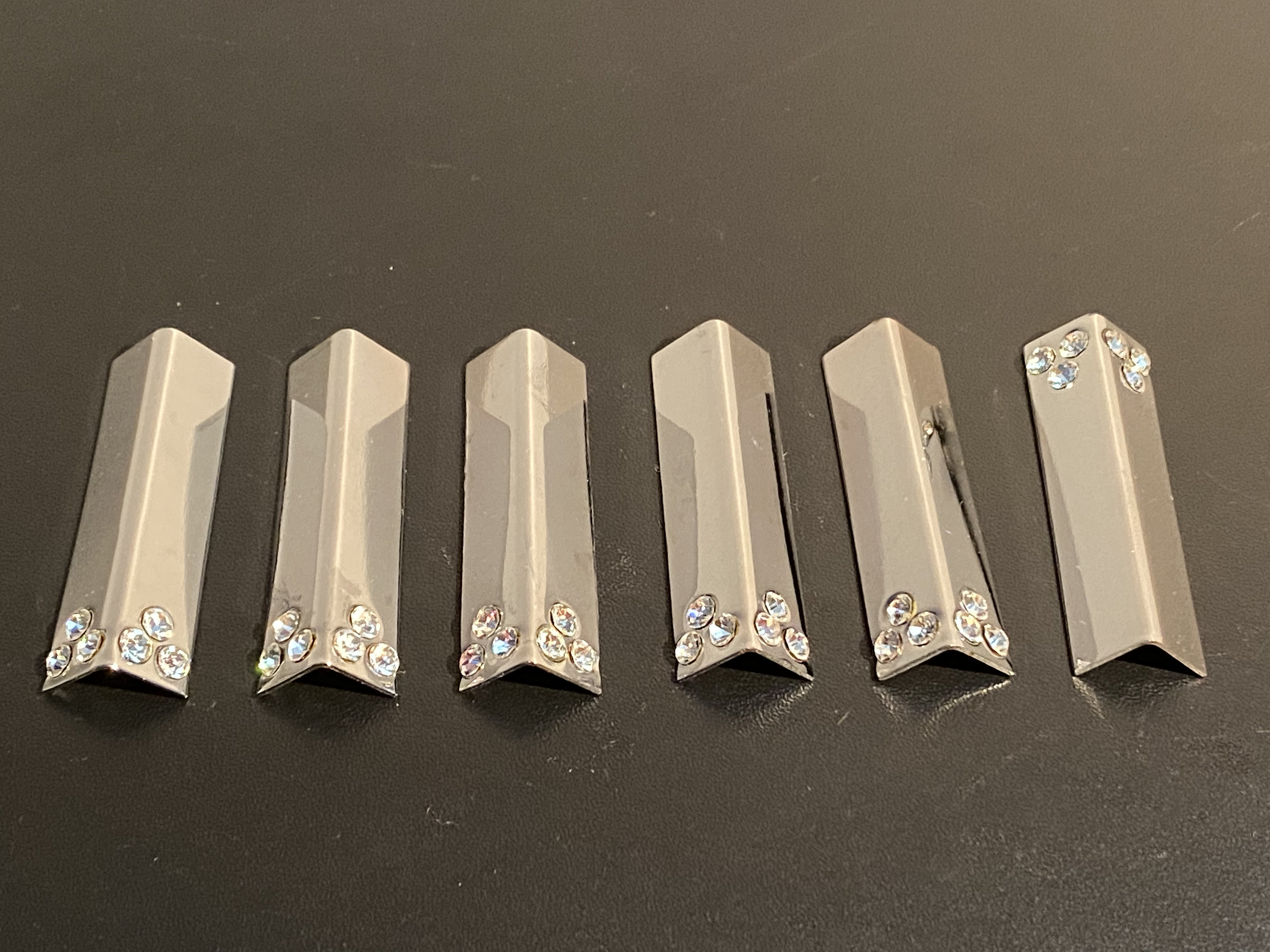 Porte-Couteaux Origami en Métal Inoxydable avec Brillants Vintage 1970 French Knives Holder Plates S