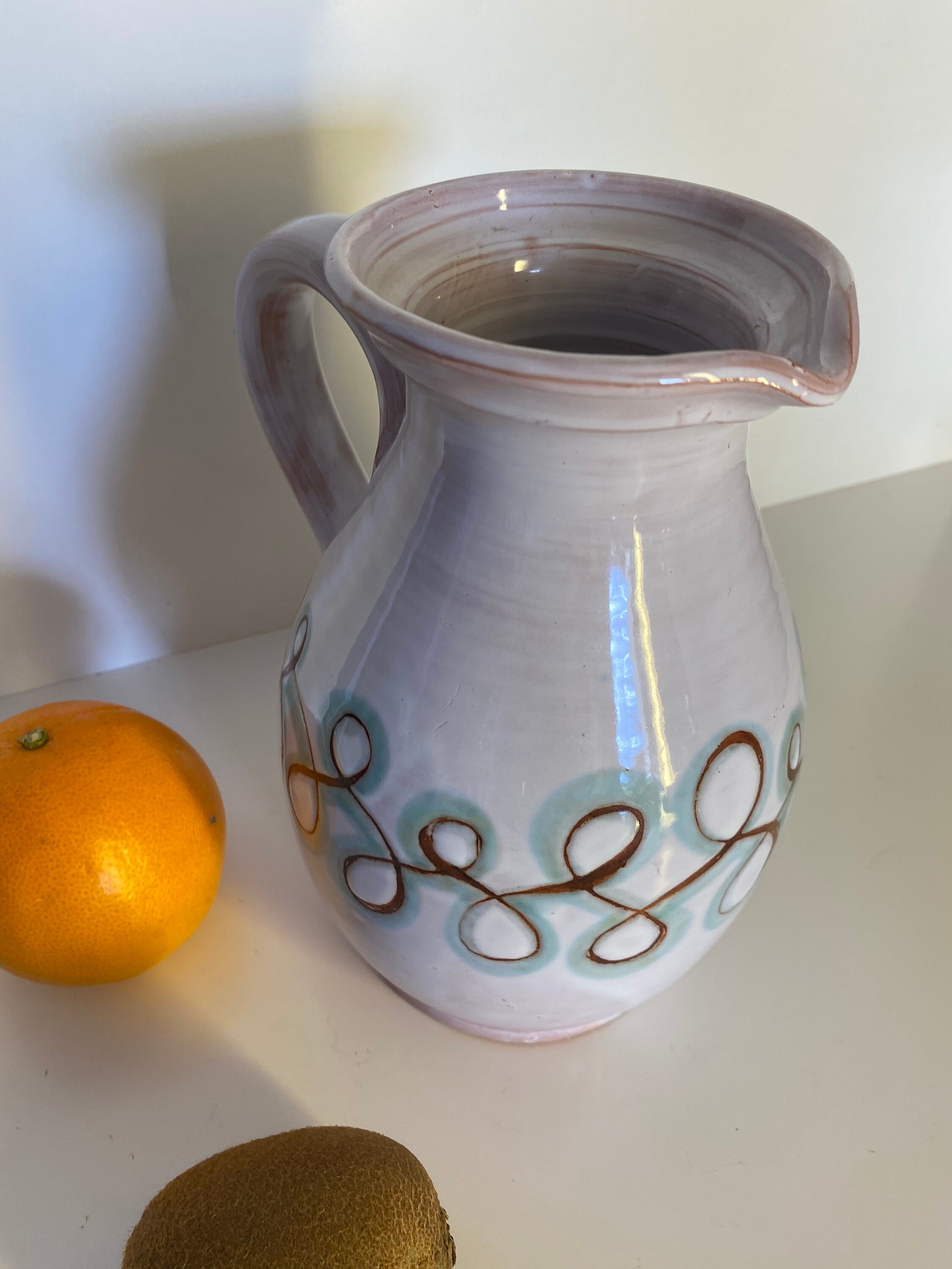 Cruche Pichet en Céramique Helene Coré Vintage 1970 French Antique 70S Rustic Country Hobo Cool Shab