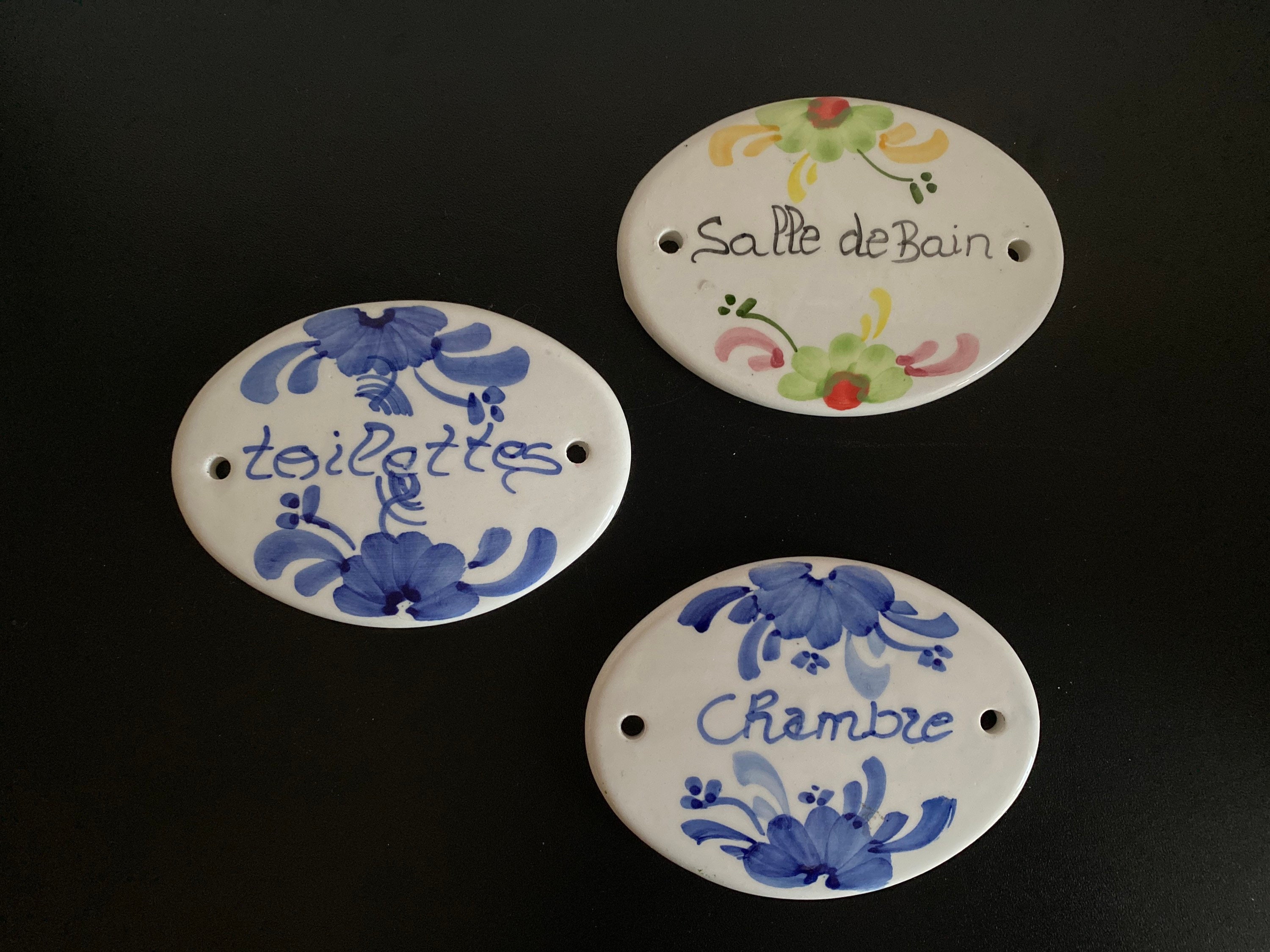 Plaque de Porcelaine Toilettes ou Salle Bain Chambre /Limoges Vintage 1970 French Antique Enameled C