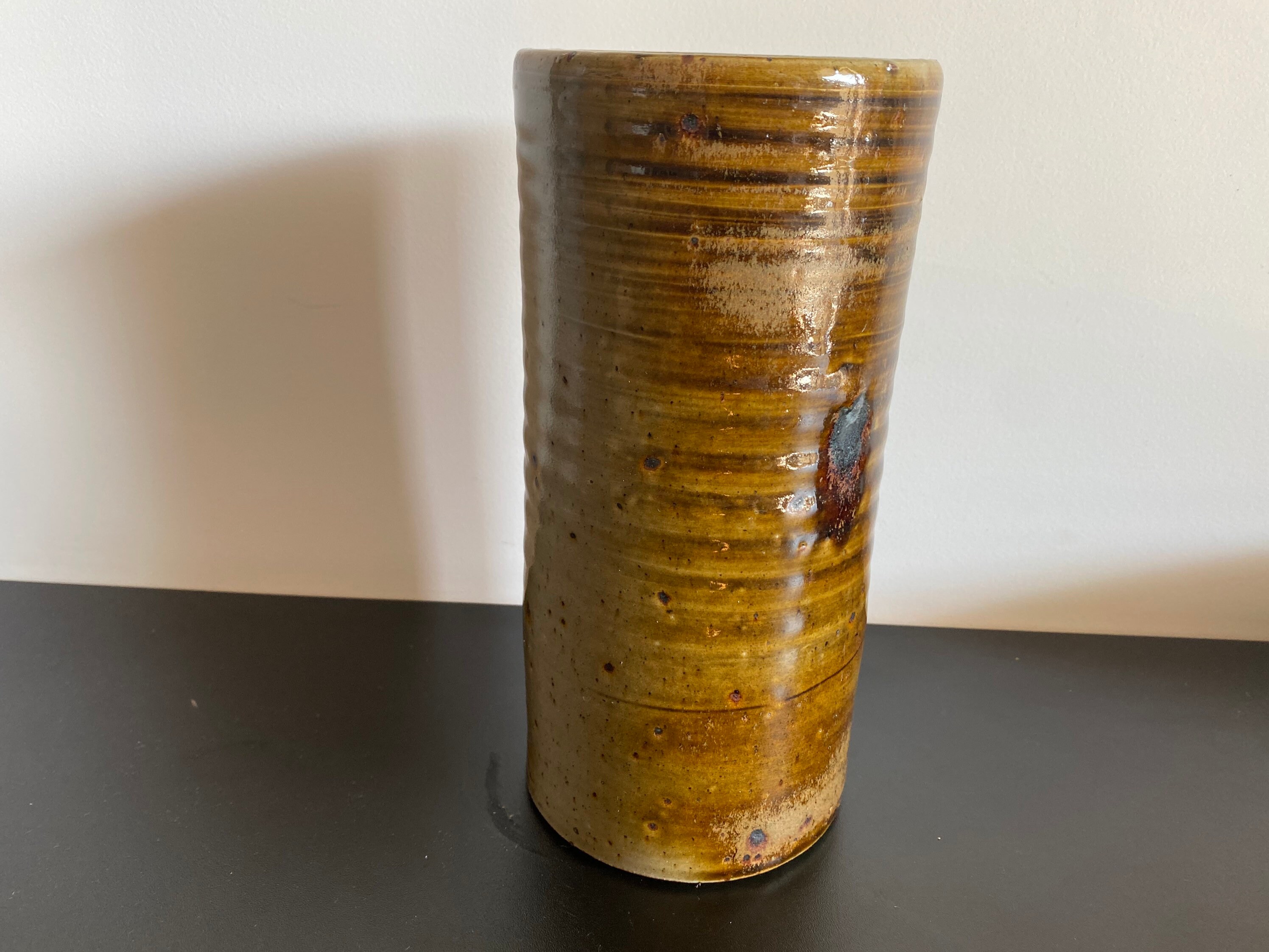 Vase Rouleau en Grès Céramique Vintage Années 1970 French 70S Sandstone Midcentury Brutaliste Shabby