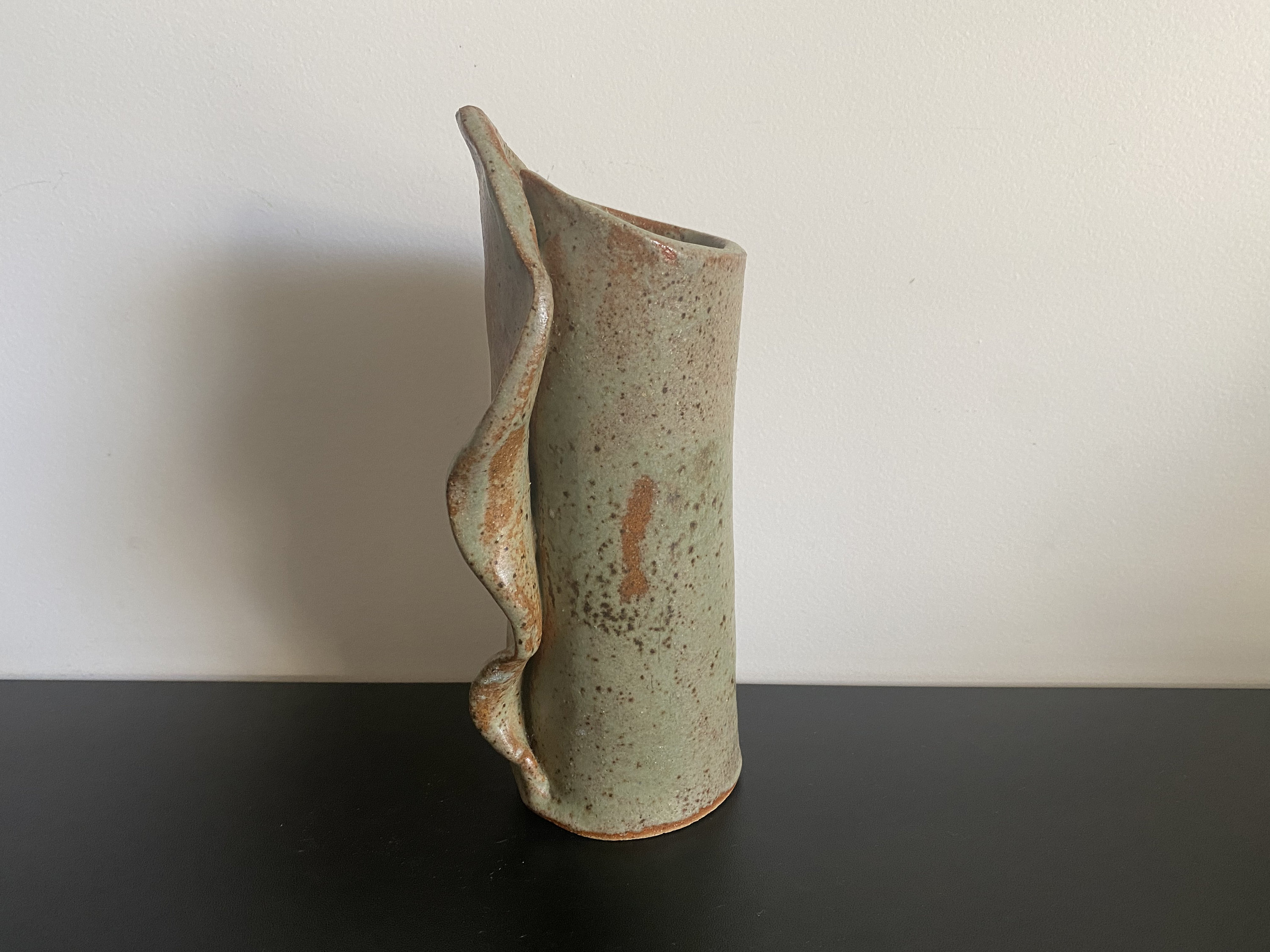 Vase en Grès Signé Effet Roulé Brut Vintage 1970 French Midcentury Brutaliste Shabbychic Rustique Co