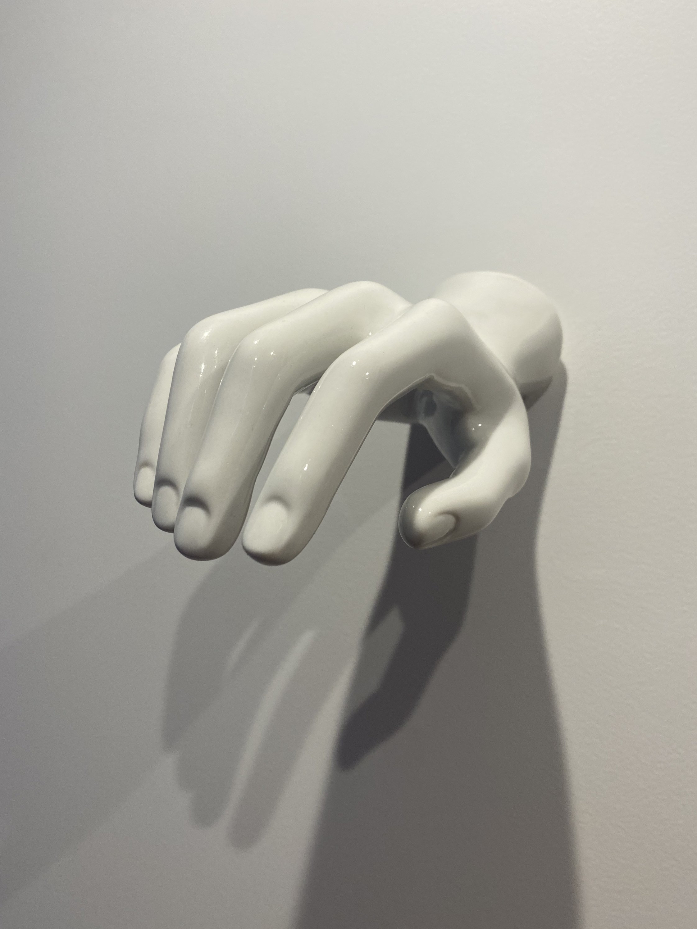 Patère Main Céramique Blanche Vintage 1980 Paterre Faience Porte Manteau Hanger Hook Ceramic Coat Ha