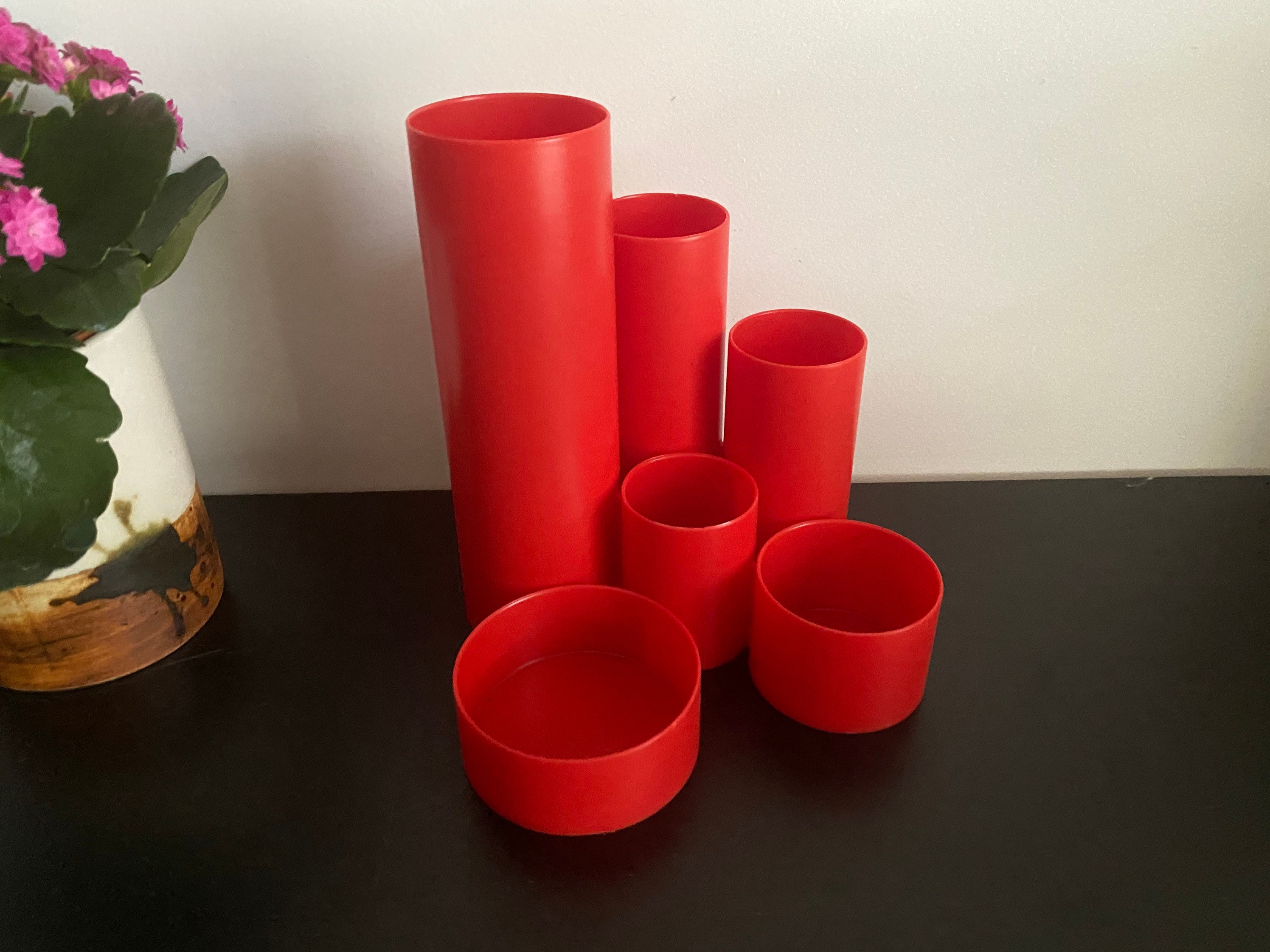 Organiseur Bureau Penrex Swiss Vintage Plastique Orange 1970 Pvc Tubes Tuyaux Case A Crayons Made in