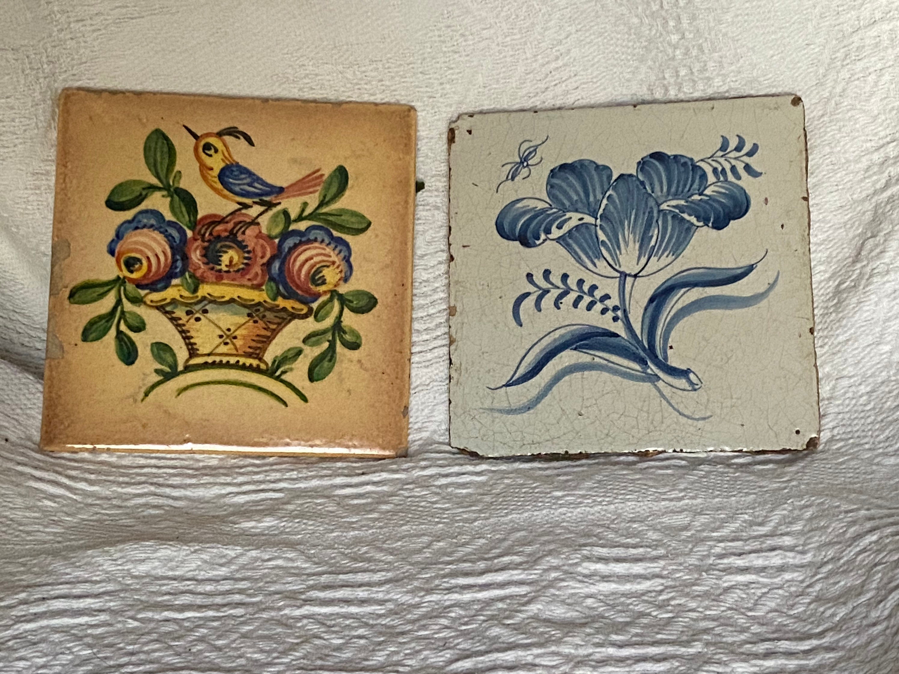 Carreaux de Delft Céramique Anciens Hollande Pays-Bas Antique | x2