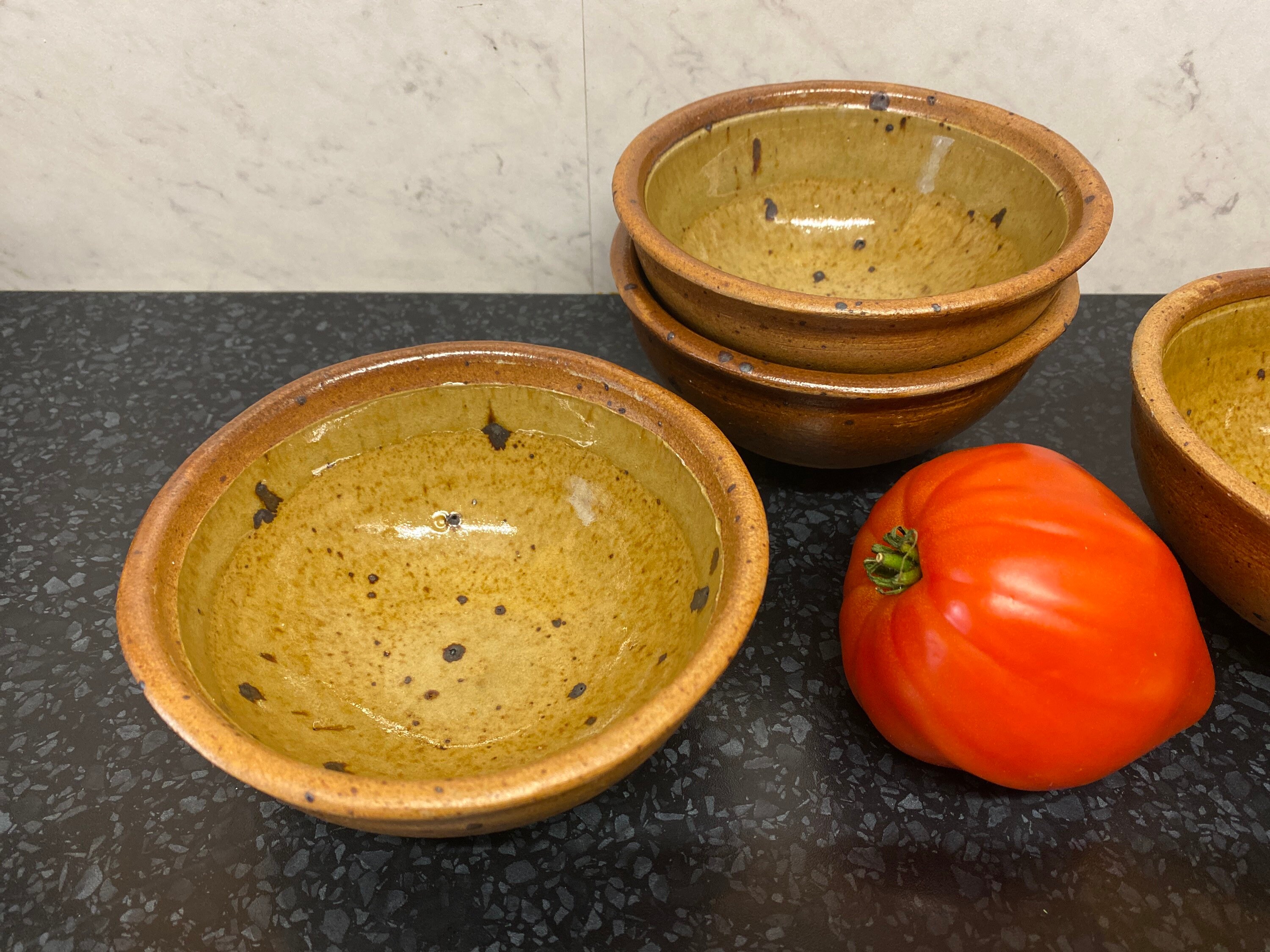 Bols Ravier Coupelle Grès Vintage Fait Main France 1970 Marron Jaune Ceramic Soupe Café Au Lait M Wa