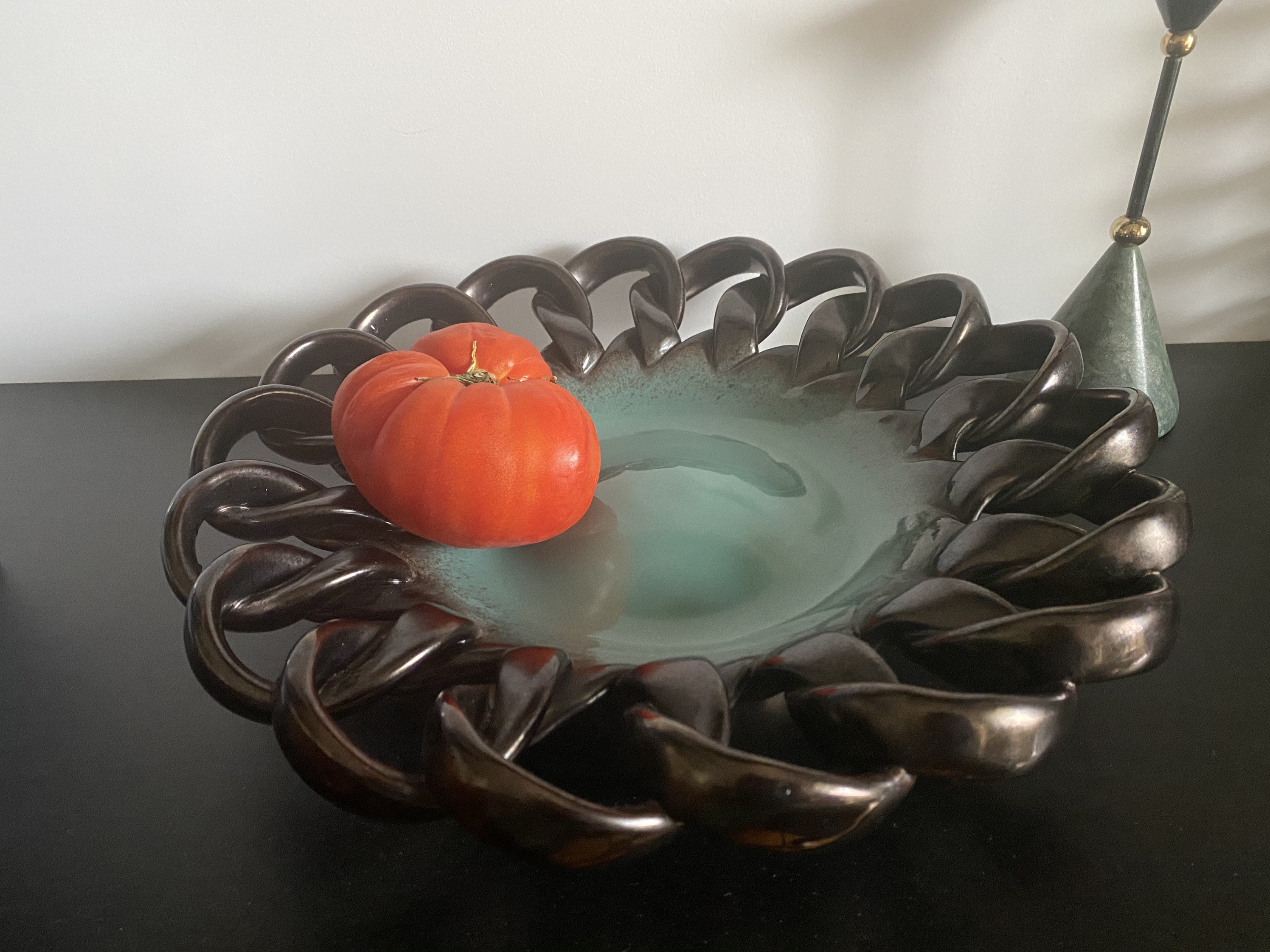 Coupe Mint Signée Vintage Céramique Vallauris Années Vert Menthe 60 French Antique Signed 1960 Shabb