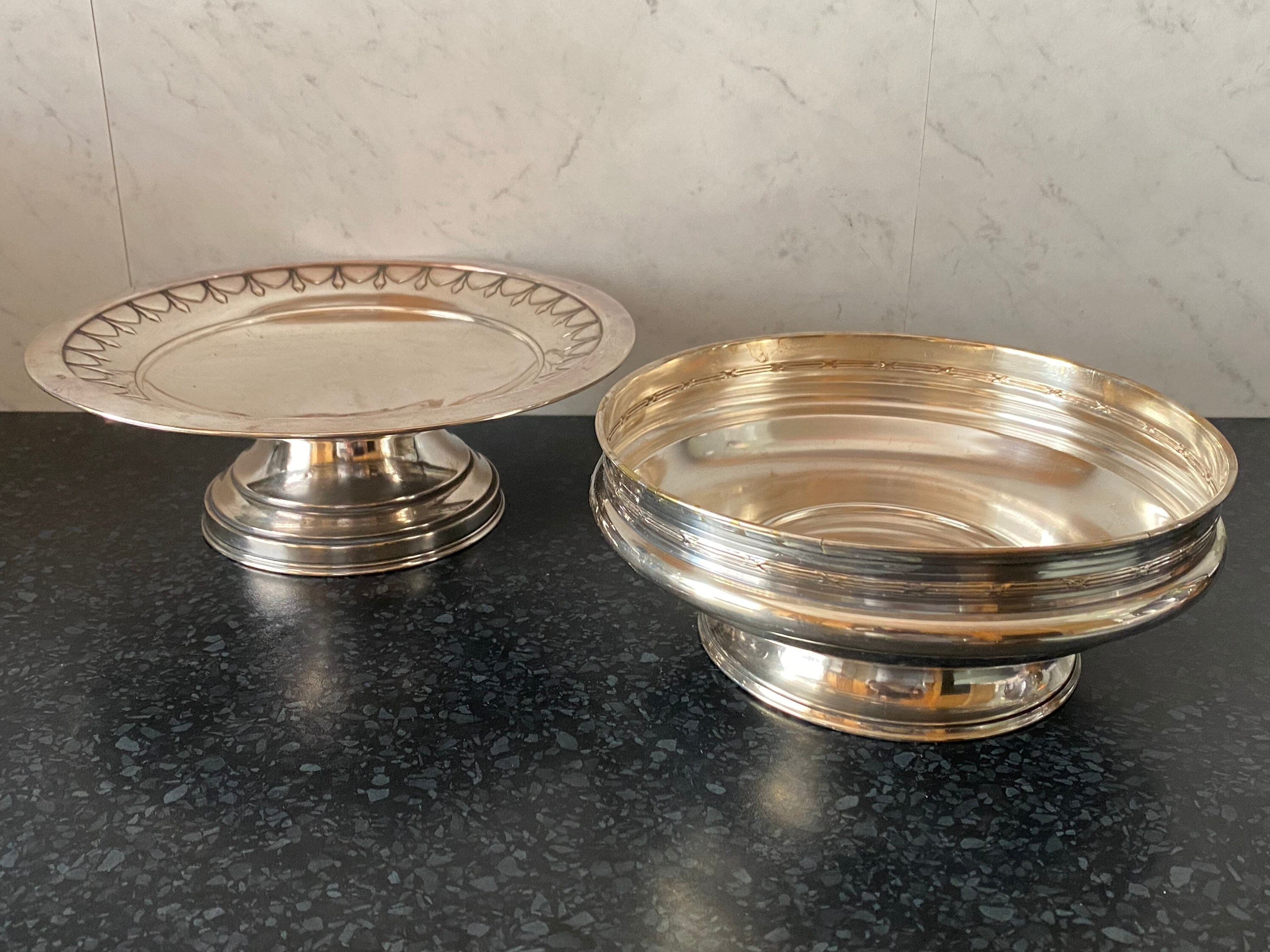 Coupe Piedouche Vide Poche Française Art Deco Compotier Métal Argenté Vintage Des Années French Silv