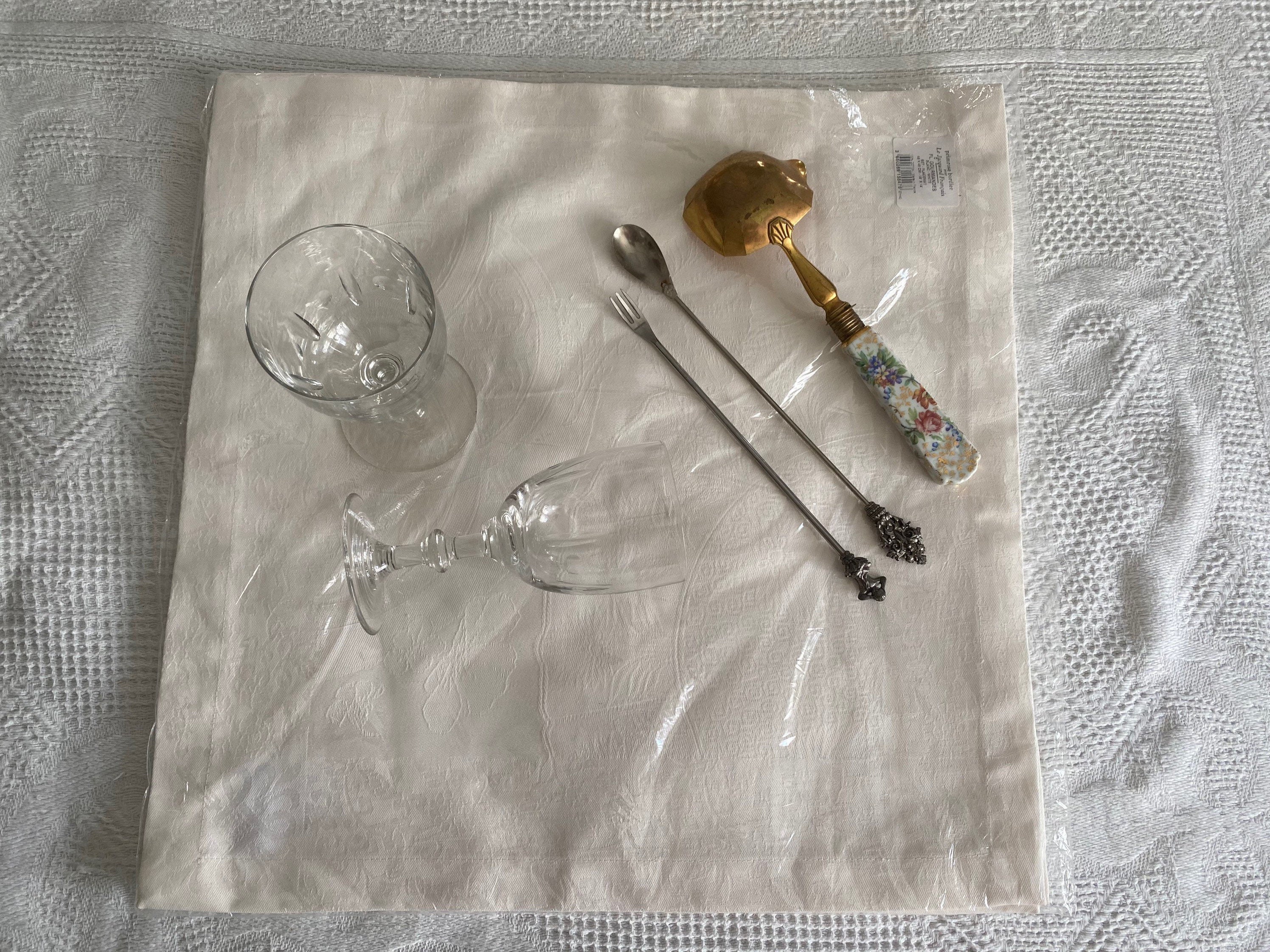 Sets de Table Tissus Blanc Primrose Bordier Pour Le Jacquard Français Neuf Vintage 1990 X4 Ancien Fa