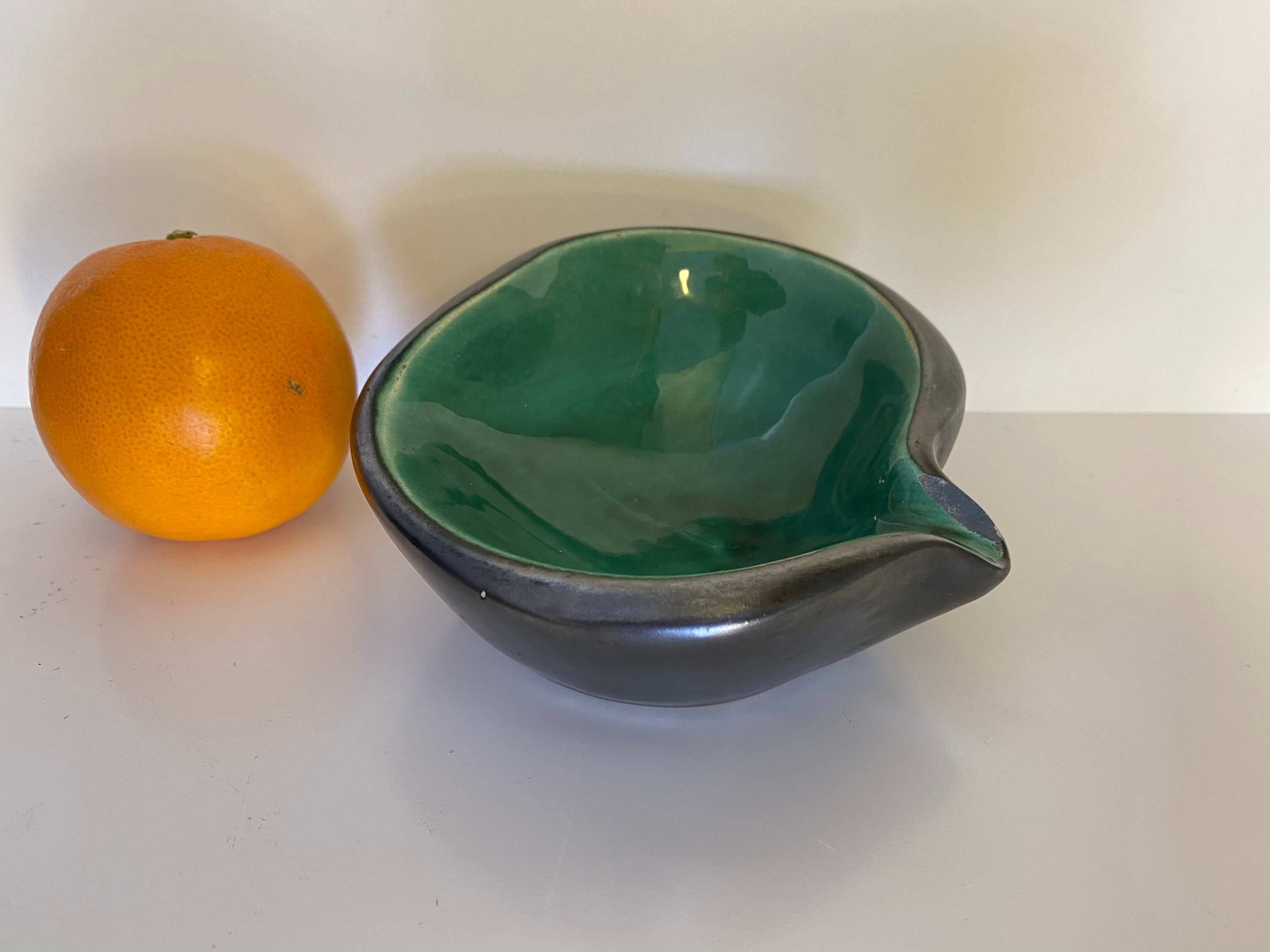 Céramique d'art de Bordeaux | Signée Cab Forme Libre 1950 Verte et Noire Midcentury Modernist French