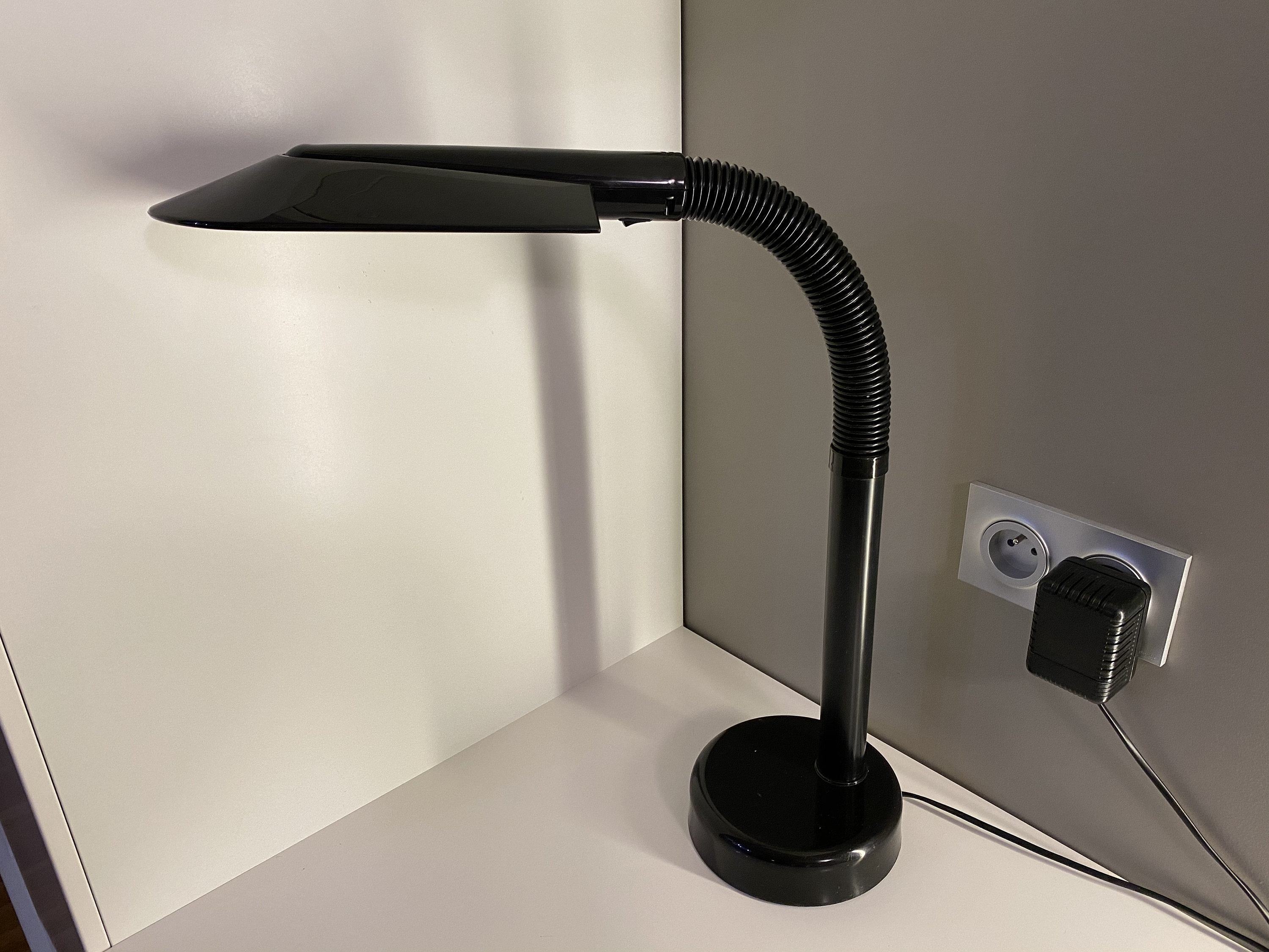 Grande Lampe de Bureau Fagerhults Vintage Années 1980 Antique Moderniste Memphis Brutaliste Black 80