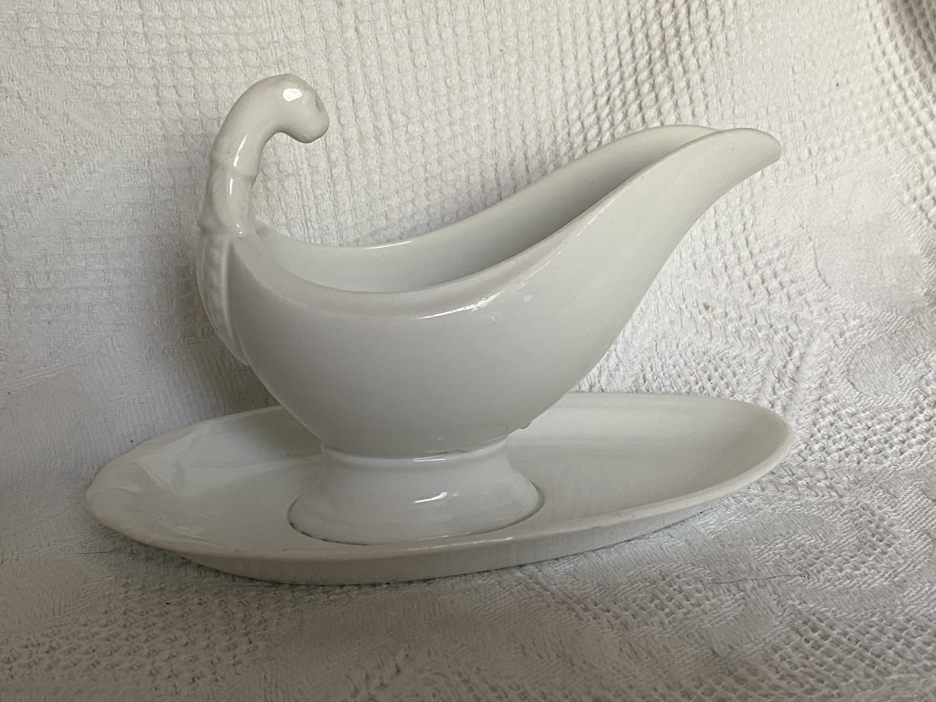 Sauciere Casque Époque Louis Philippe Première Moitié Xixeme Vintage French Gravy Cup Plate Shabbych