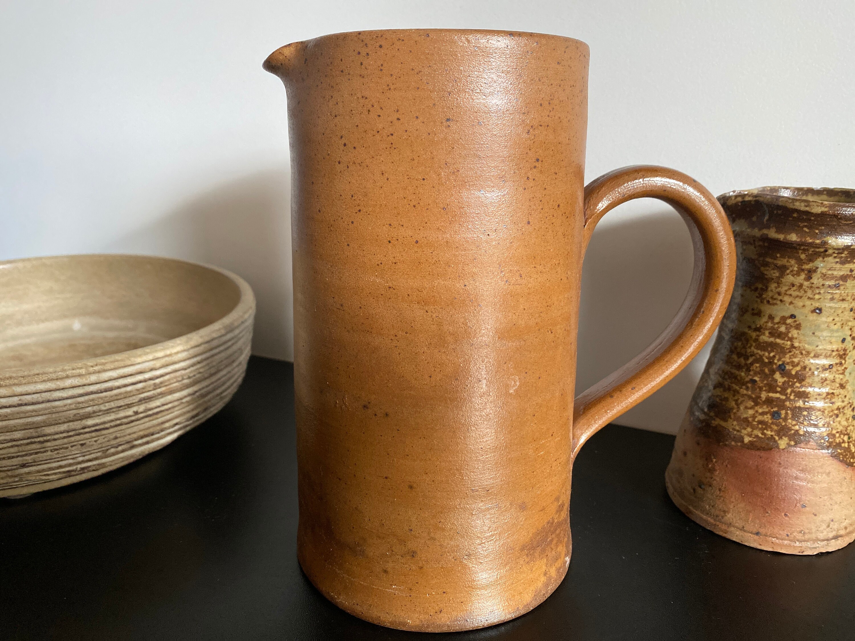 Grand Pichet Céramique Grès Vintage 1970 Antique Français Carafe Shabbychic Boheme Chic Folk Campagn