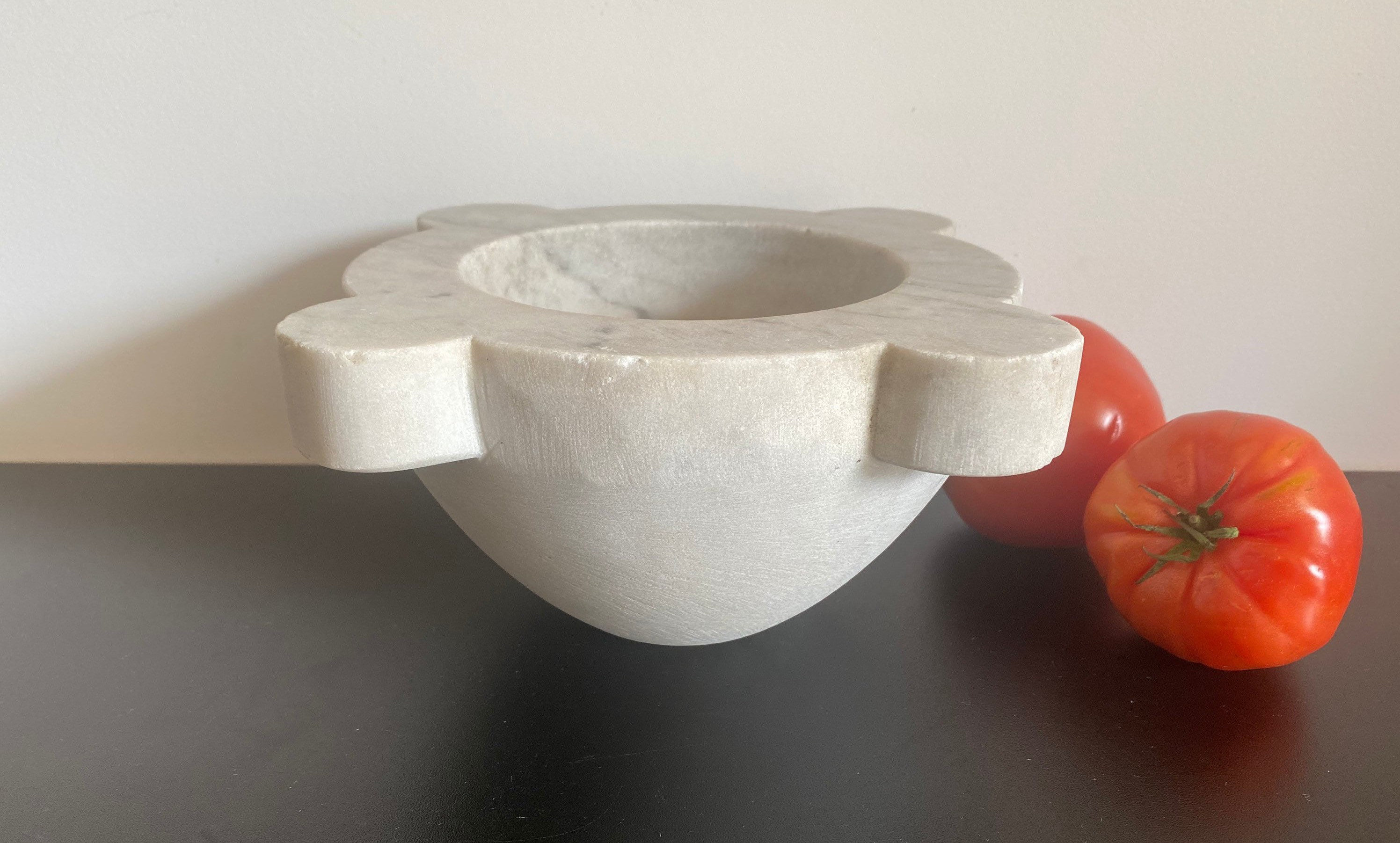 Ancien Mortier Marbre Veiné Pierre Blanche Massif Lourd Français Vintage Stone Folk Véritable Authen