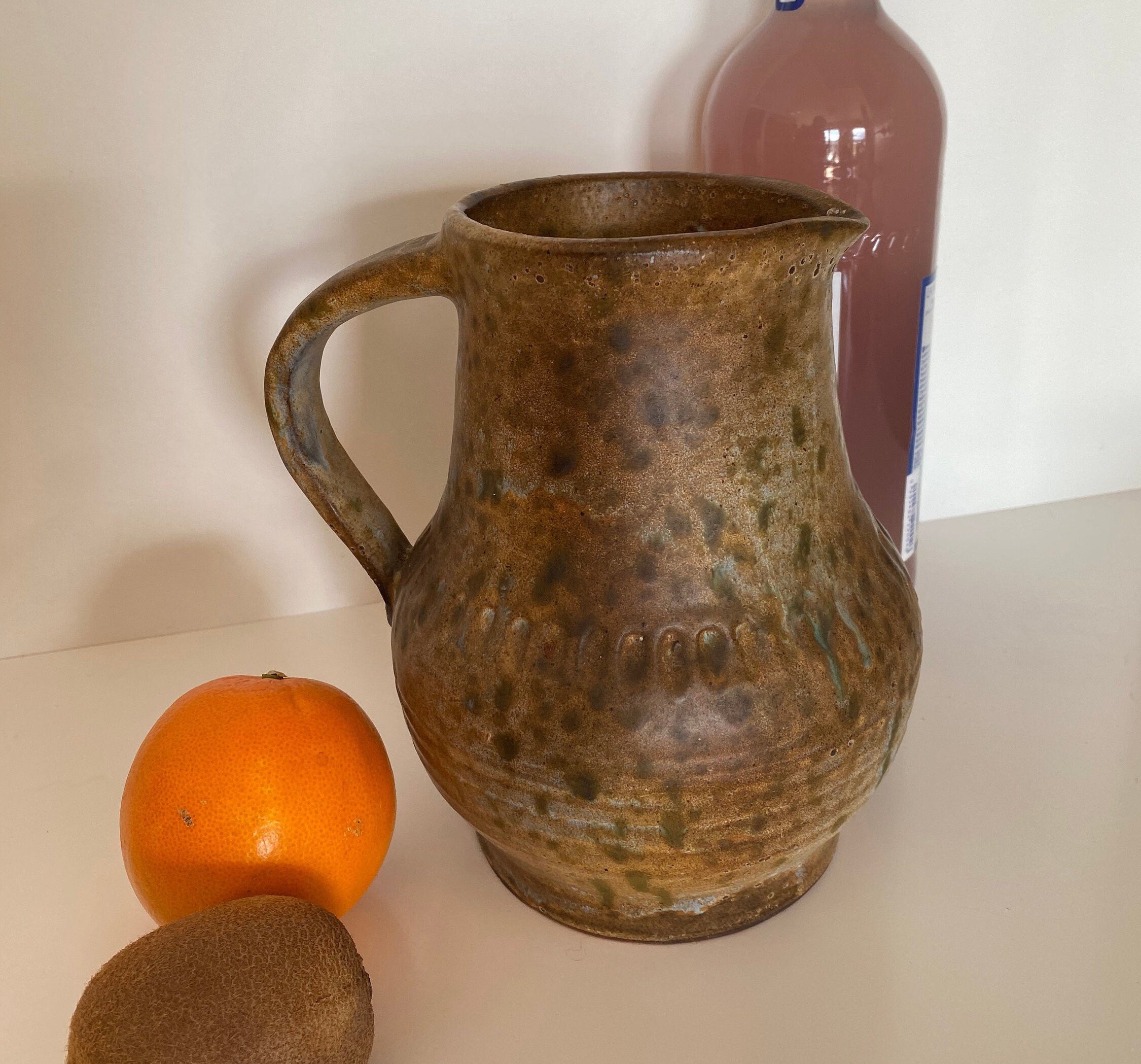 Pichet Céramique Signé Agnès Escala Als Vintage Années 70 Vallauris French Antique Primitive France 