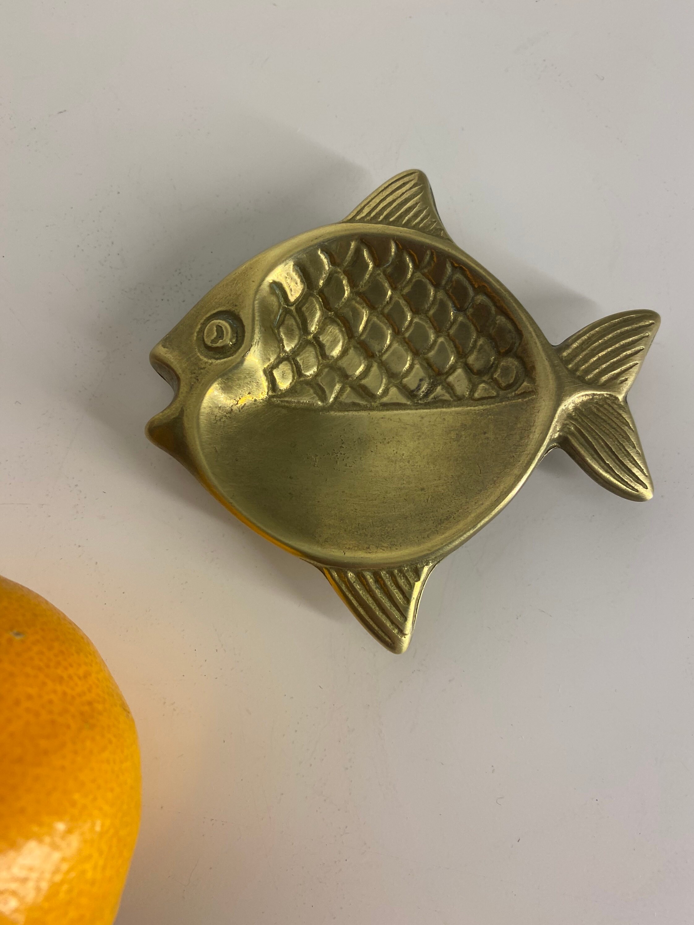 Coupelle Forme Poisson en Laiton/Cuivre Antique French Fish Déco Shabby Chic Old Cottage