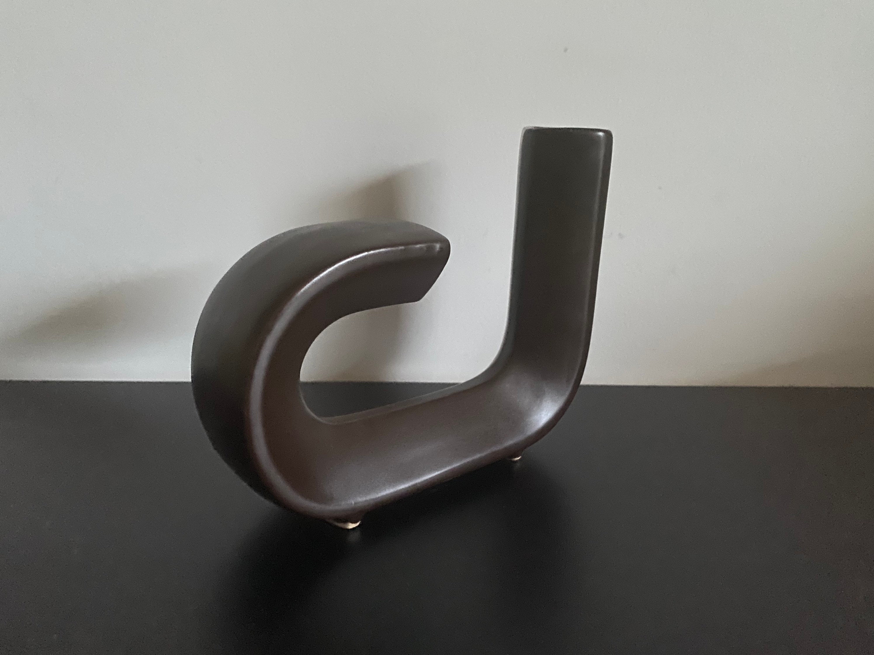 Vase Moderniste en Céramique Forme ? Email Larron Brun Shabbychic Rustique Countryhouse Campagne