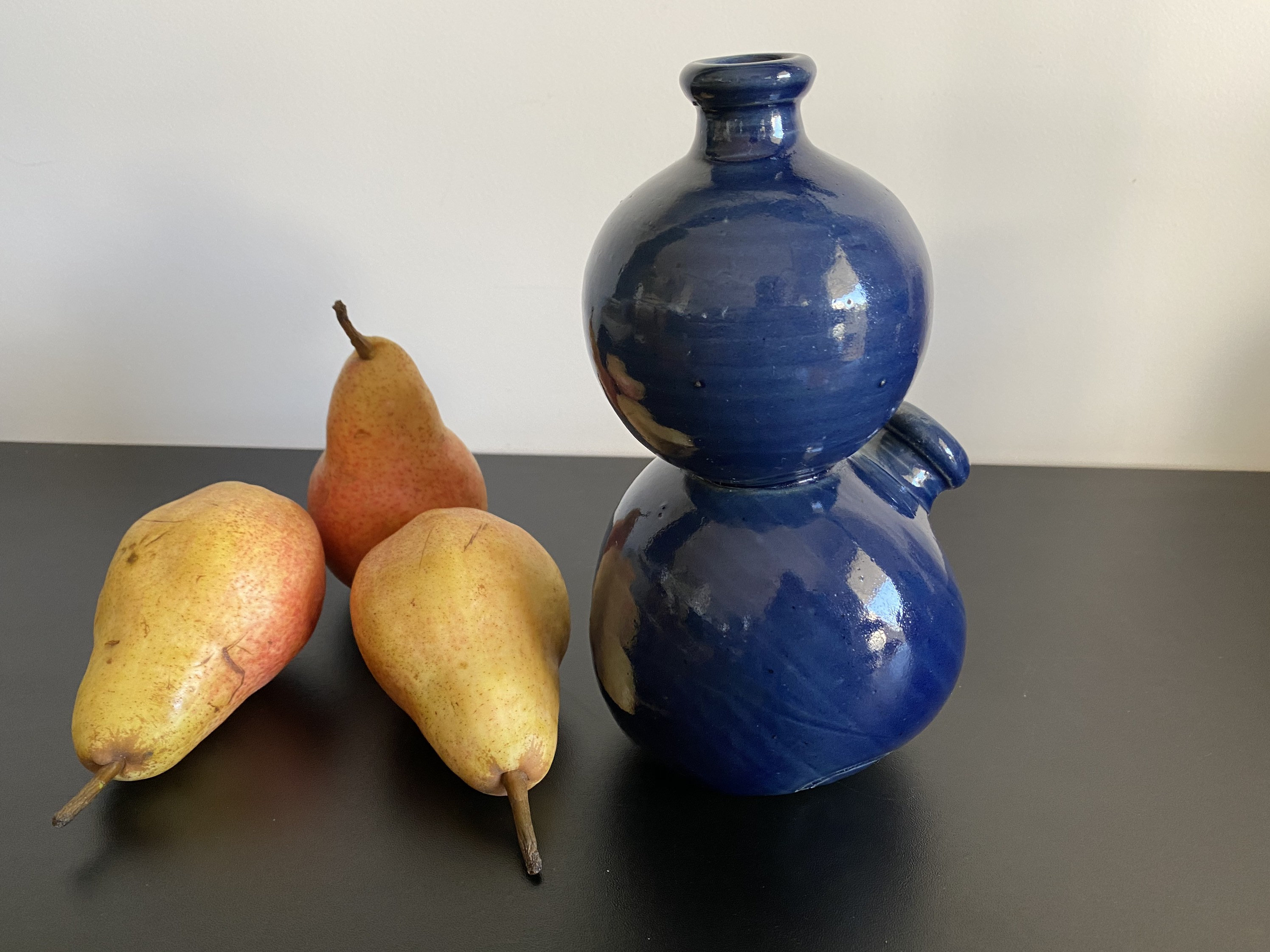 Vase Ceramique Poterie d'avrieux Email Bleu Shabbychic Rustique Countryhouse Blue Vase Midcentury Mc