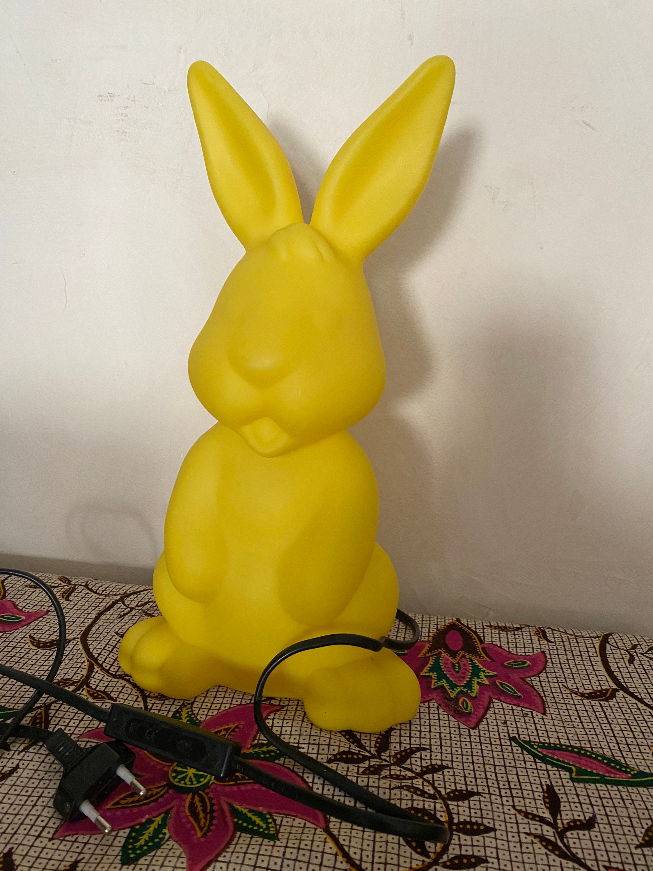 Lampe Lapin Signée Igor Paris Plastique Jaune Vintage 1980 Lampe Chevet Chambre d'enfant Deco Décalé