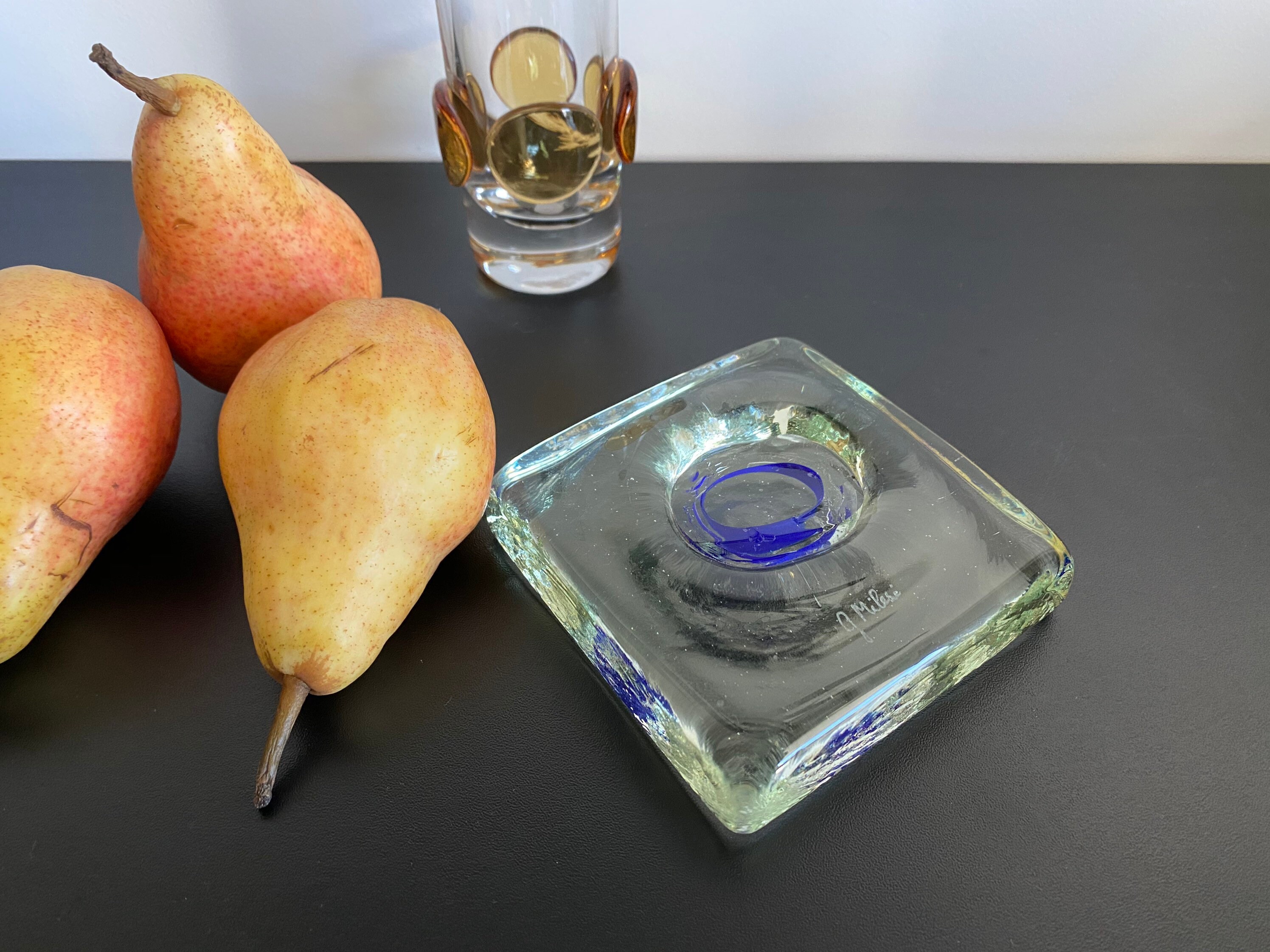 Presse Papier Carré Vintage, Signé G Milesi Déco Retro