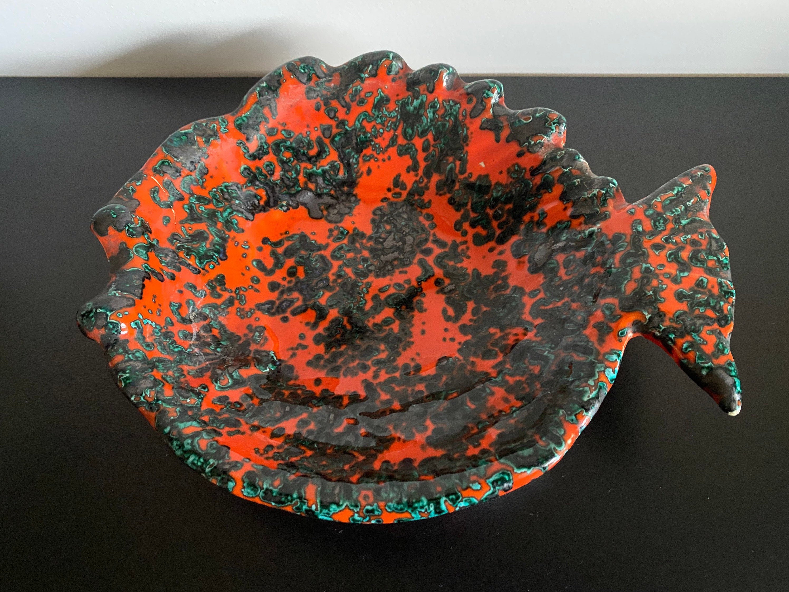 Coupe Poisson Signée Lucchesi Céramique Vallauris Vintage Années 1950 Mcm French Ceramic Fish Bowl M