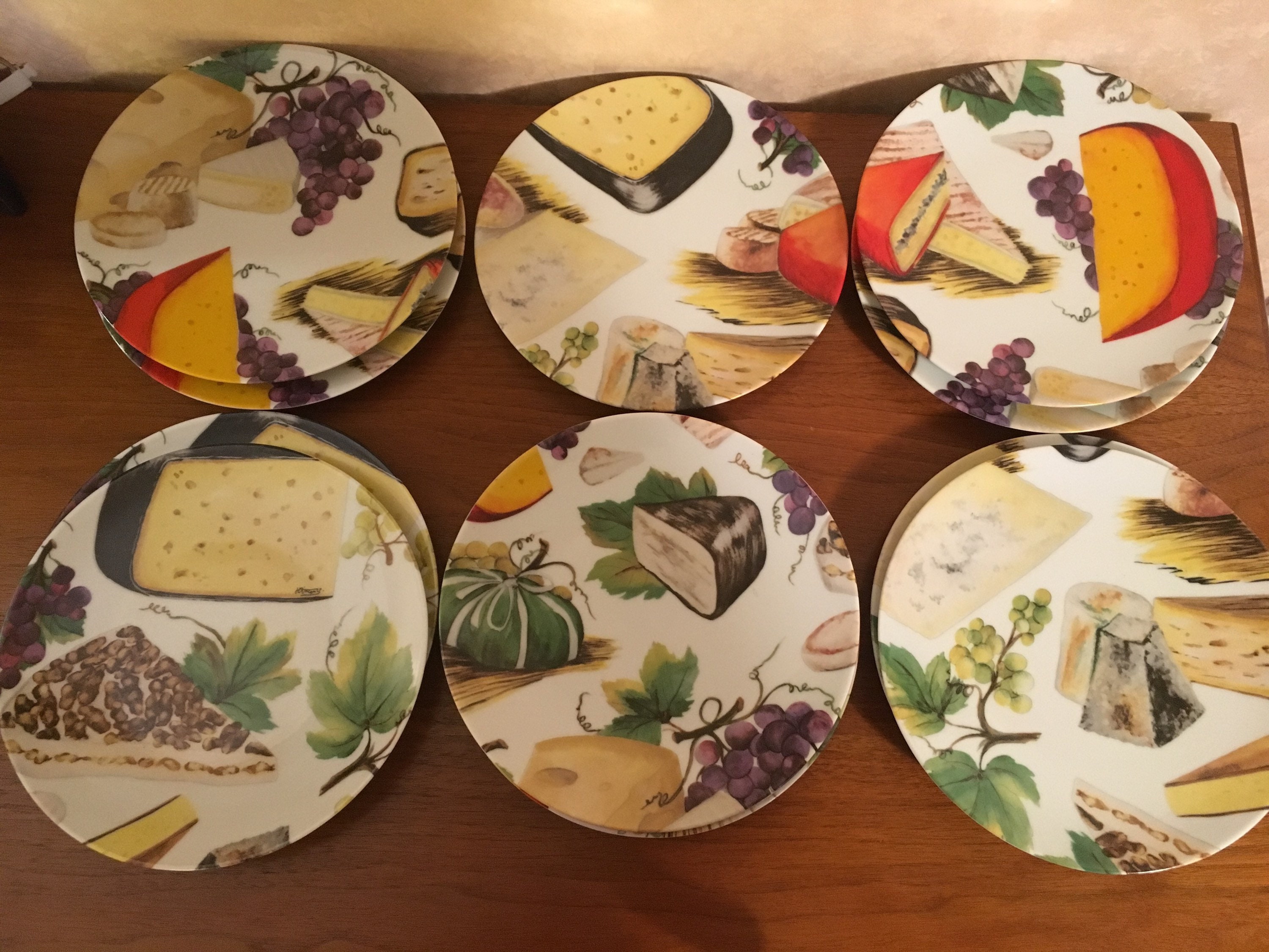 Assiettes Fromage Porcelaine Limoges Vintage 1980 Décor Fromages Français Entrées Dessert Plates Cui