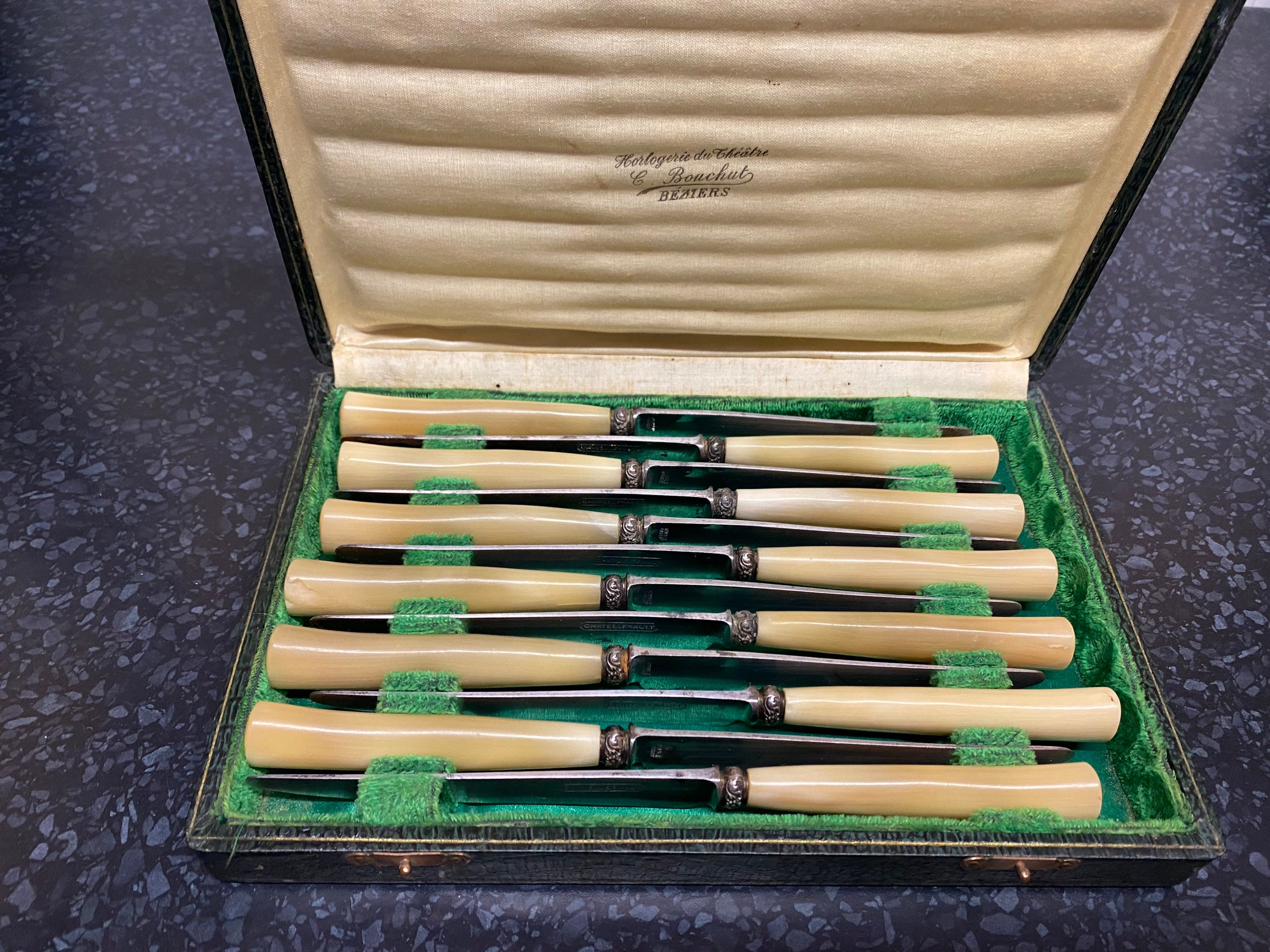 Couteaux Entremet Fromage Manche Corne Rétro Deco Vintage French Shabbychic Rustic Countryhouse Mcm 