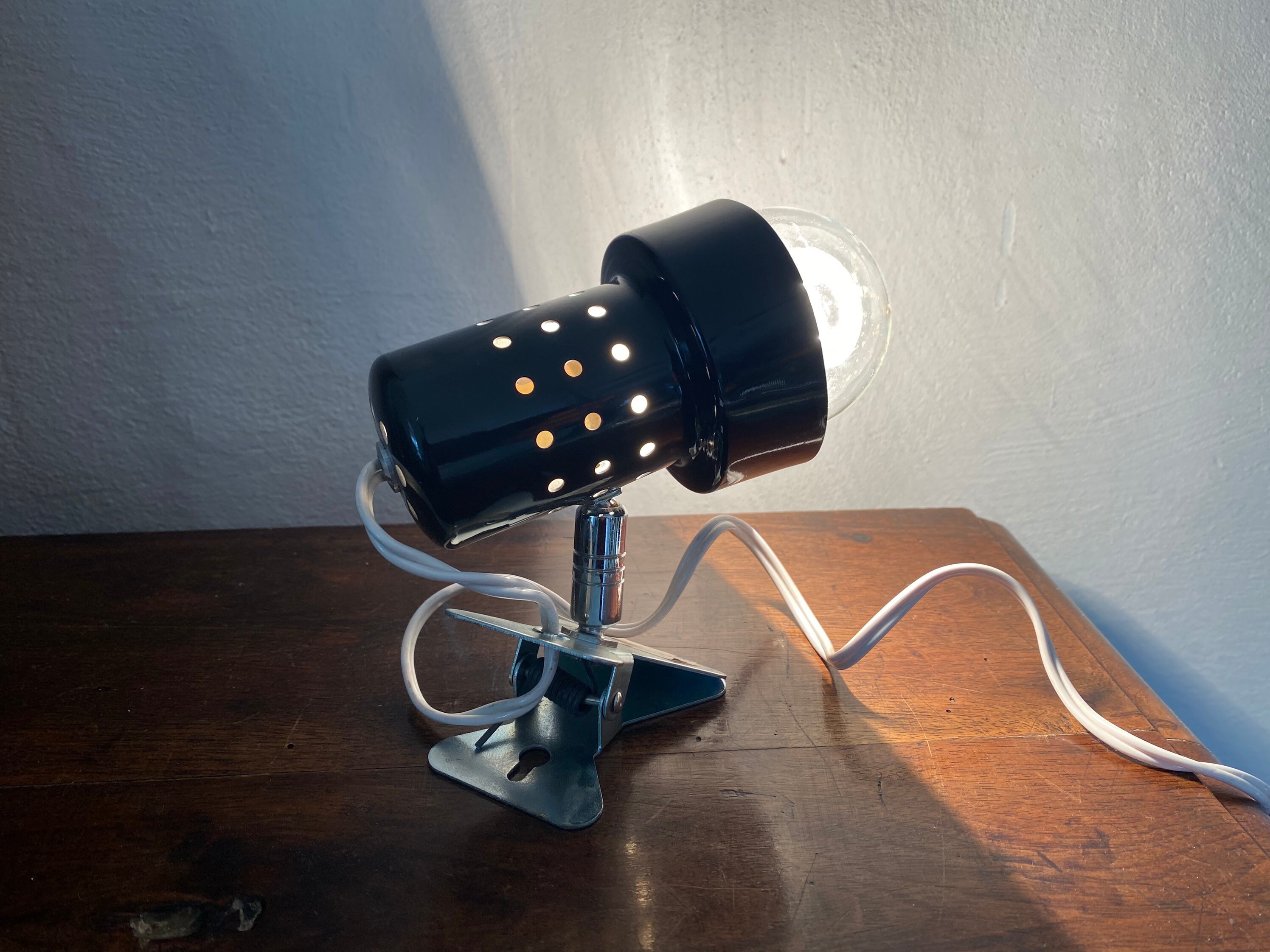 Spot Pince Déflecteur Teinte Brun Désign Chrome Vintage Années 60/70 Alu Design Frenvh Light Moderni