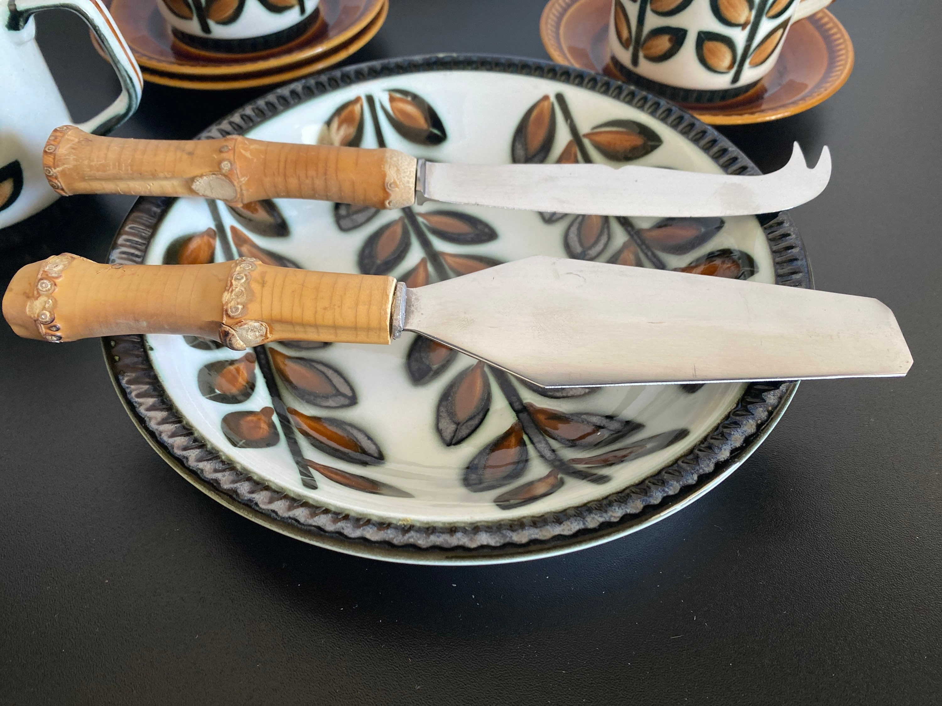 Bambou Pelle Gâteaux & Couteau Fromage Inox Manche Bamboo French Cake & Cheese Mcm Dessert Serving S