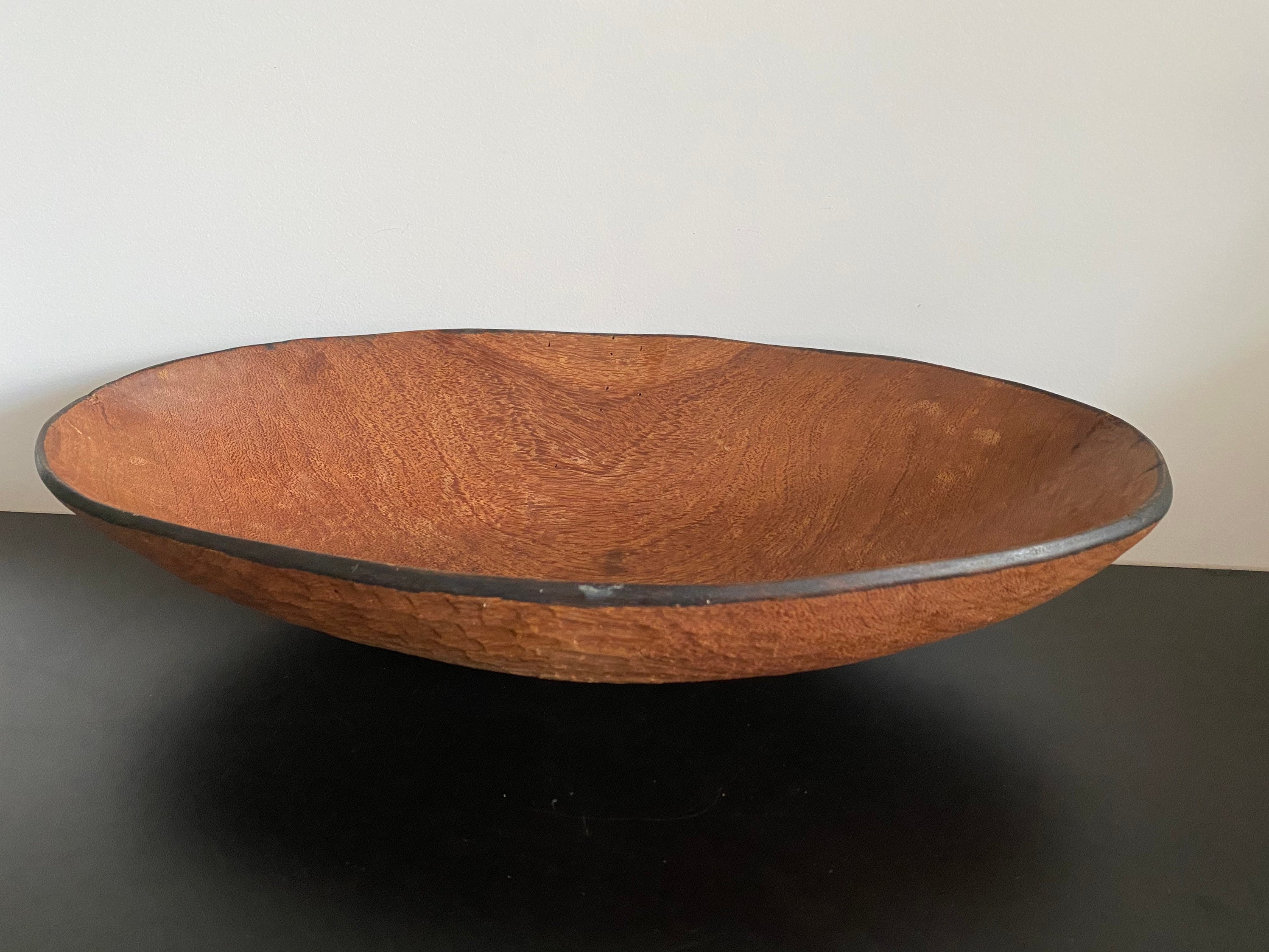 Grande Coupe en Bois Exotique Vide Poche Xl Vintage Antique Teak Bowl Board/Platter/Tray