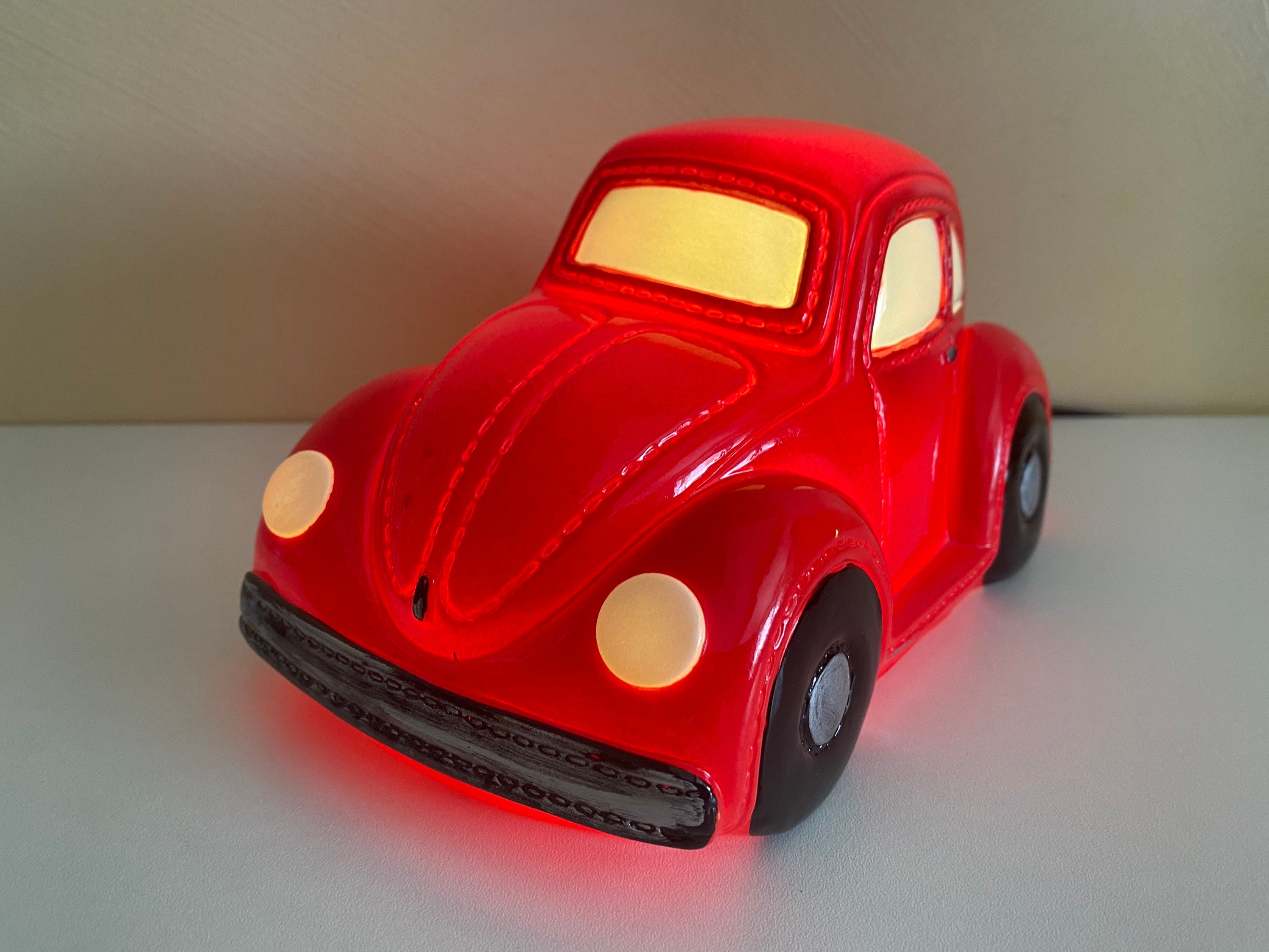 Lampe Coccinelle Vw Beetle Vintage Années 1980 Plastique Rouge Bedside Red Plastic Lamp Car Child Be