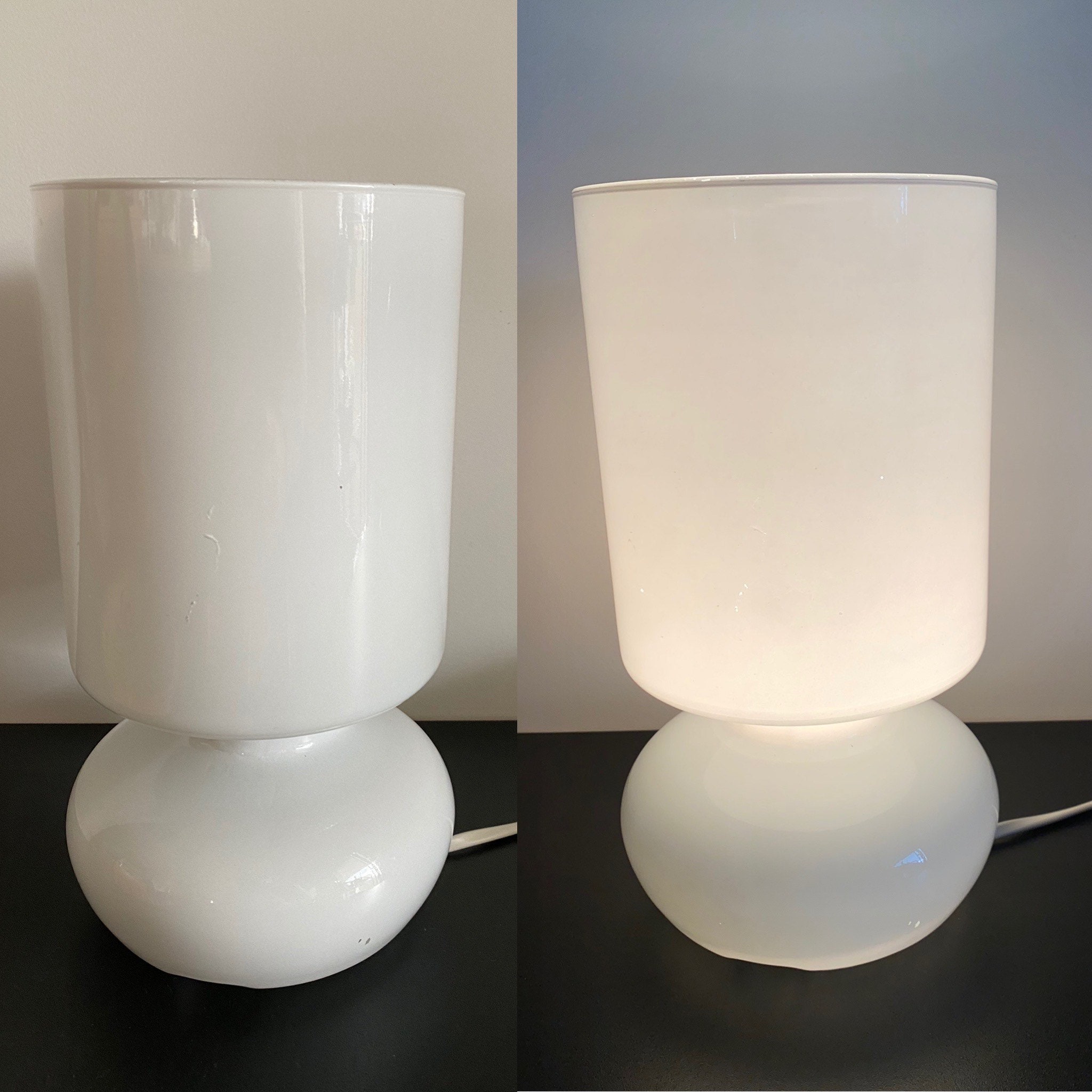 Lampe Ikea Lykta Blanche Vintage 1980 en Verre Discontinued Glass Lamp White Out Of Stock Bedside Re