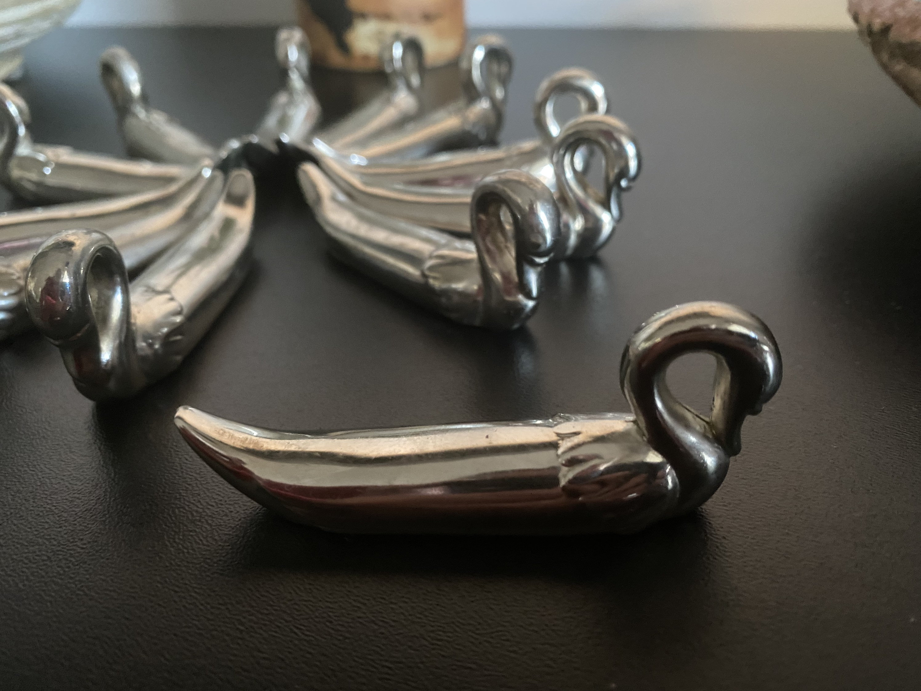 Porte Couteaux Forme Oiseaux Métal Argenté Vintage 1970 Oie Silver Knives Holder French Boho Chic Bo