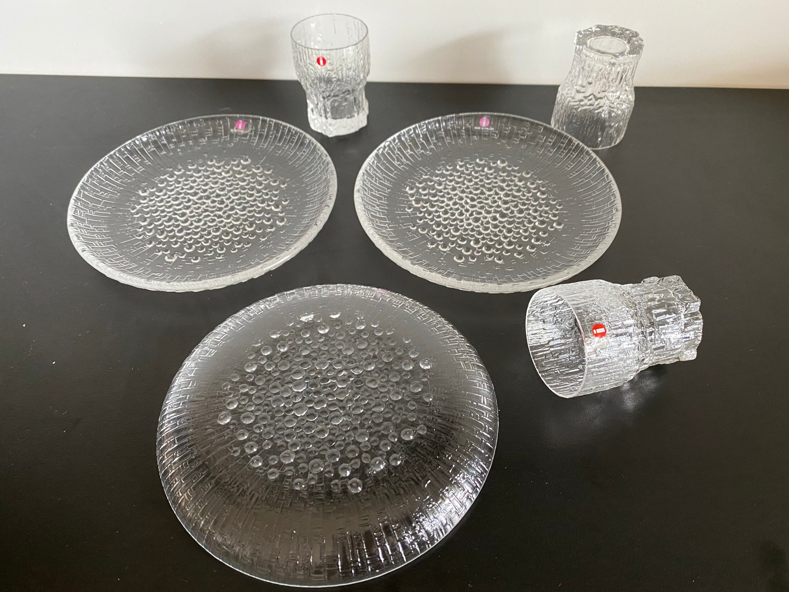 Verres Aslak Assiettes Ultima Thule Iittala Par Tapio Wirkkala Vintage Brutaliste Campagne Chic Glas