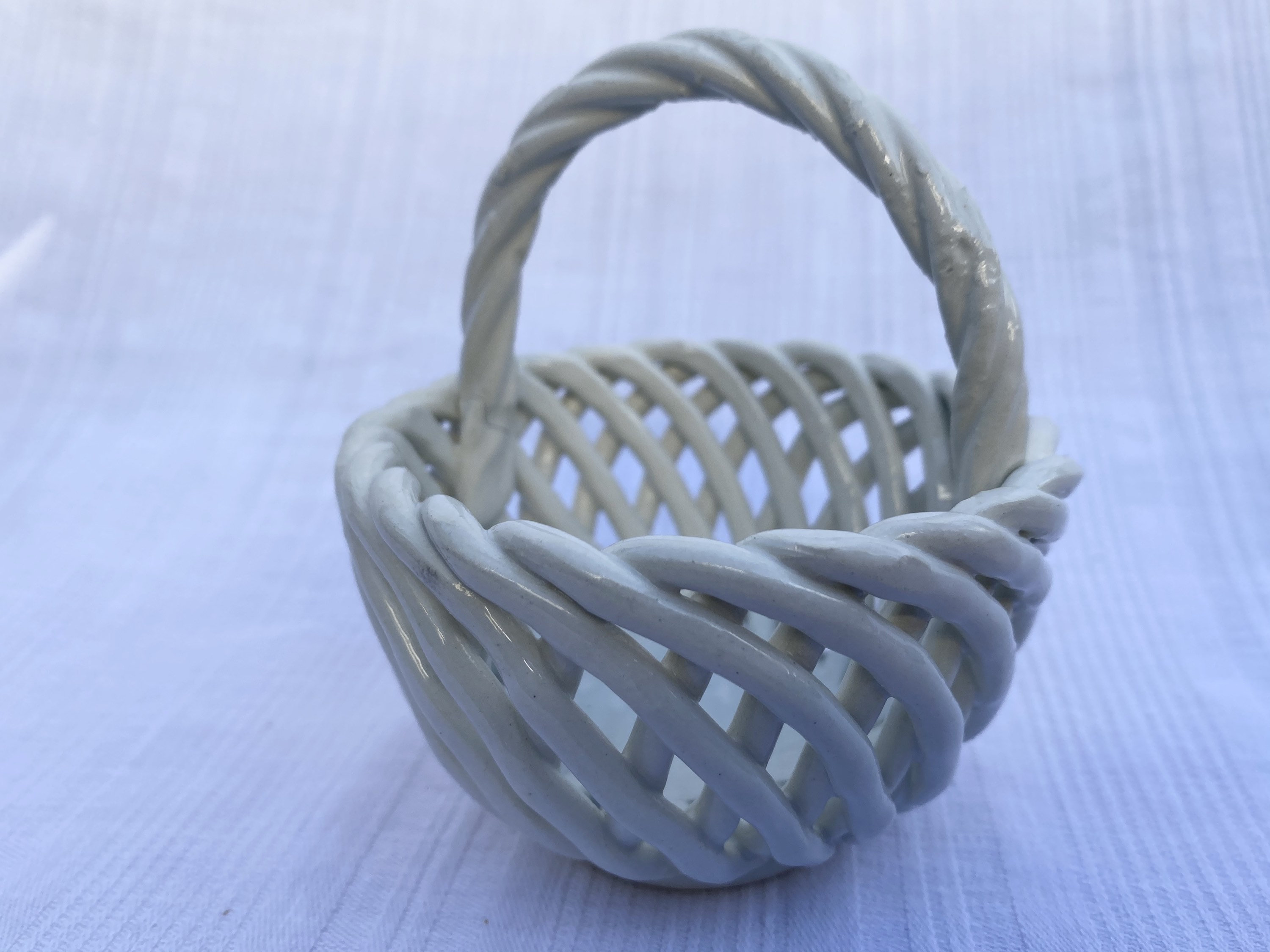 Vase Pot de Fleur Panier en Faience Tressée Retro Deco Vintage French Sandstone Basket Flower Plants