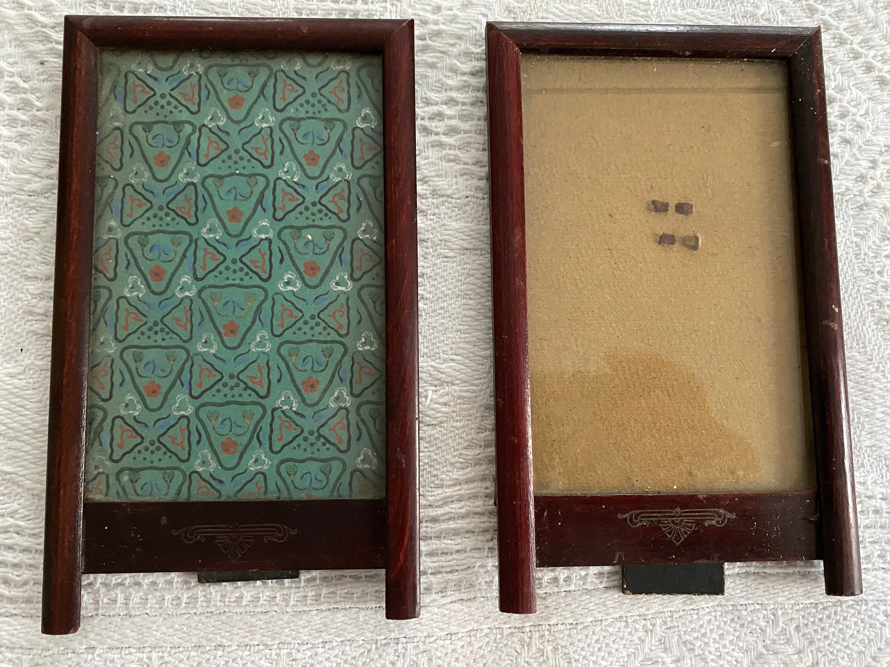 Cadres Photo Style Asiatique Ancien en Bois Clair Époque Napoleon 3, Wood Frame 19 Century