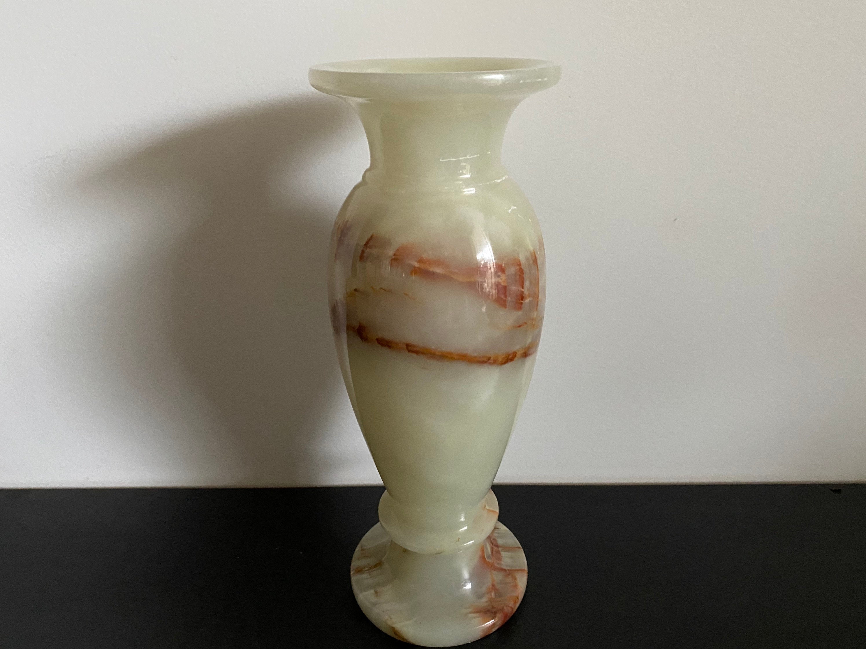 Vase en Albatre Marbre Vintage 1950/60 Pierre Sculptée Shabbychic Rustic Countryhouse Balustre Mcm M