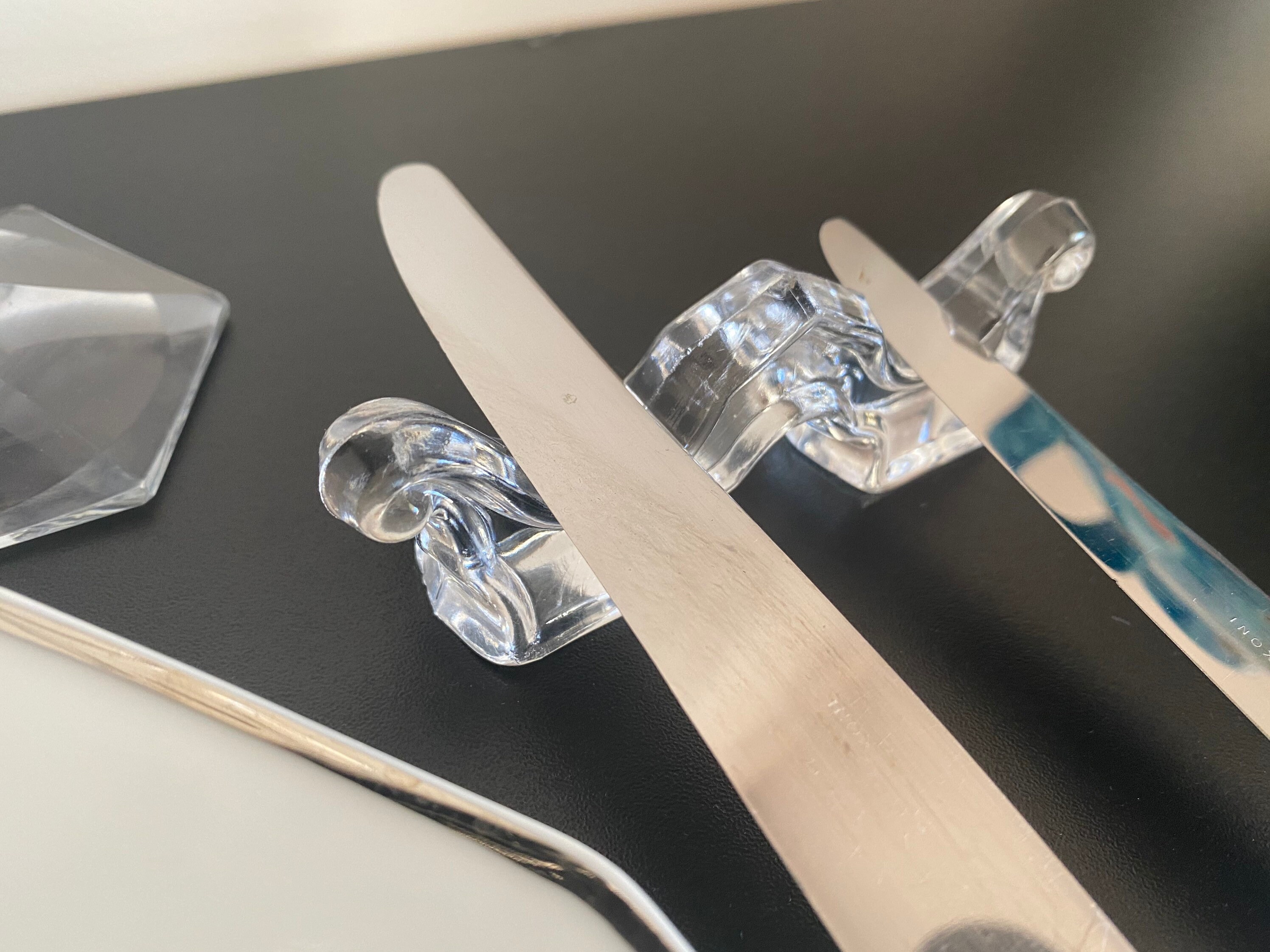 Porte-Couteaux en Verre Profil Pont ou Pagode Vintage 1970 France Chic Francais Bohème X6 Campagne