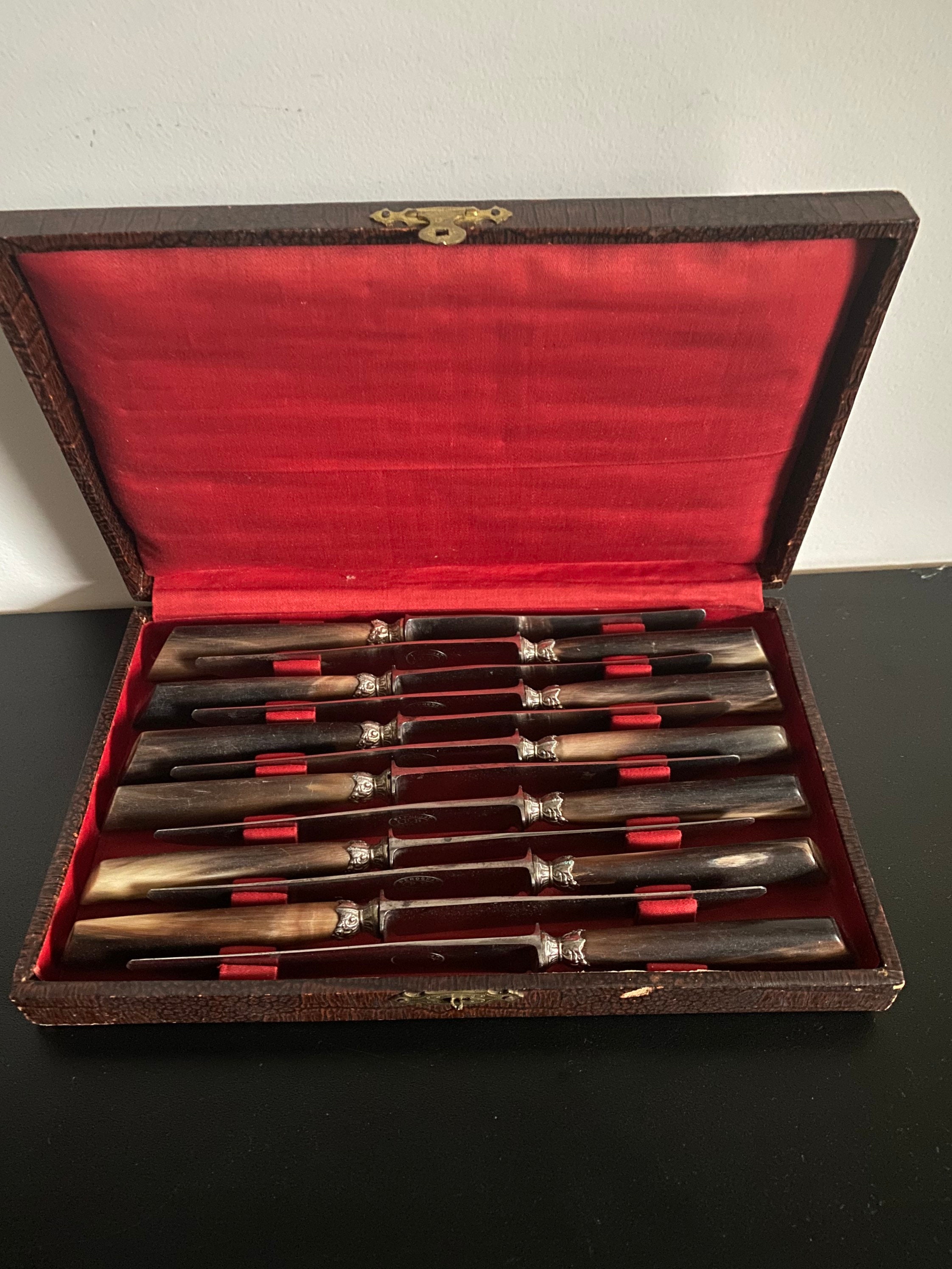 Couteaux Anciens Manche Corne Vintage 1920 Français Campagne Choc Arts de La Table