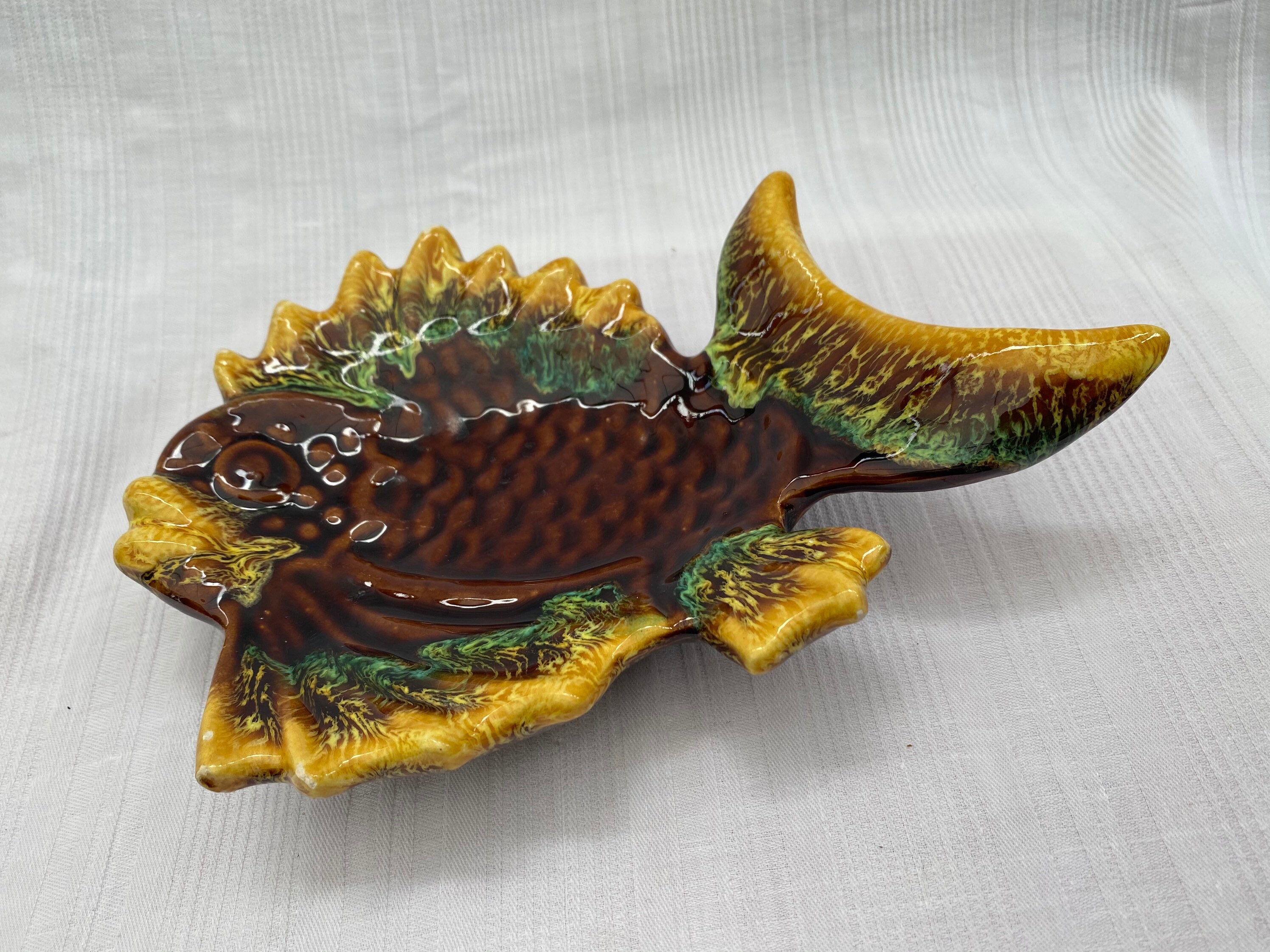 Coupe Céramique Poisson de Vallauris Vintage Années 1950 1960 French Ceramic Fish Bowl Midcentury Br