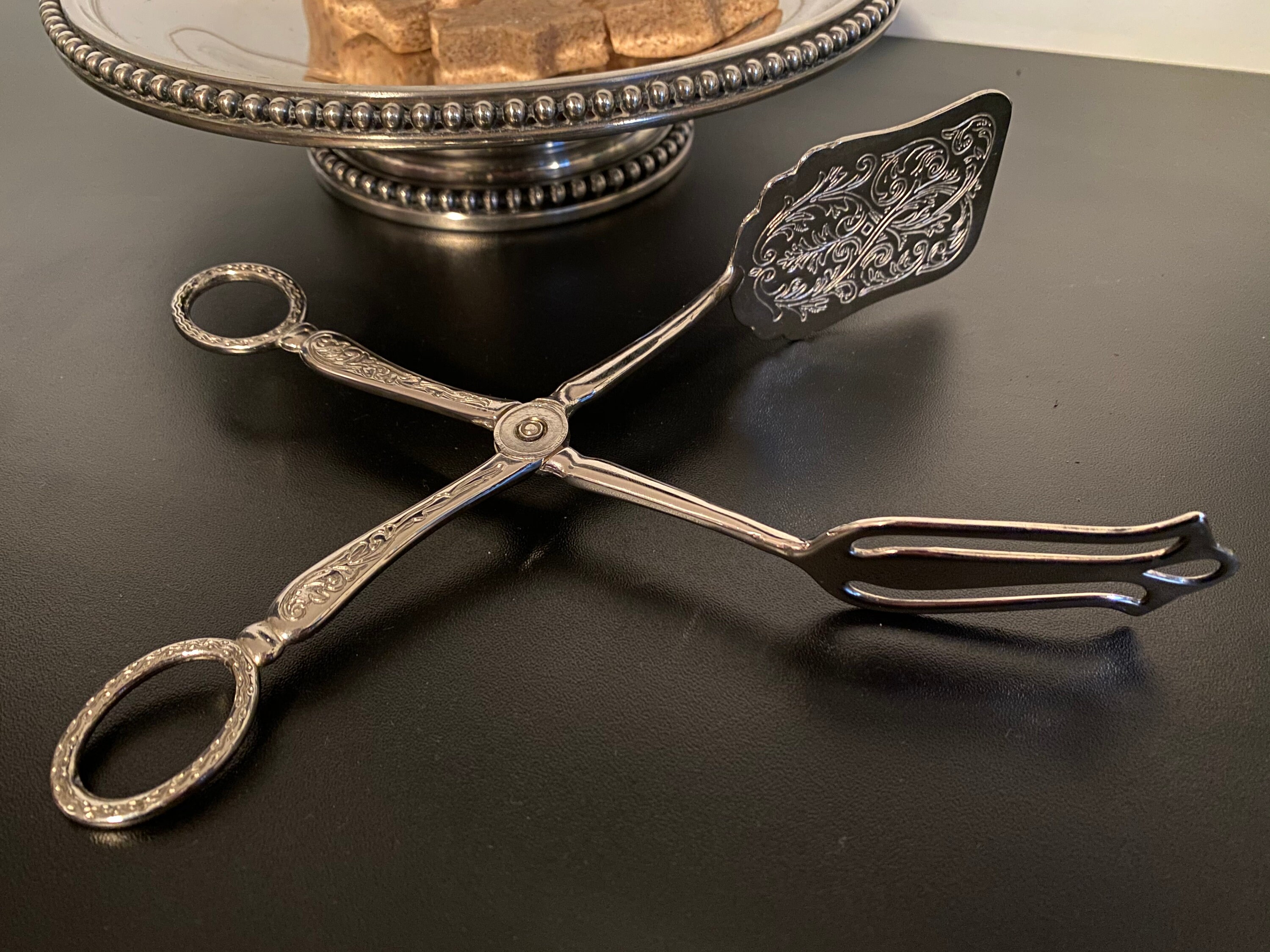 Pince à Gâteau Metal Argenté Style Rocaille Vintage 1950 Antique Cake Campagne Française Chic Bohème