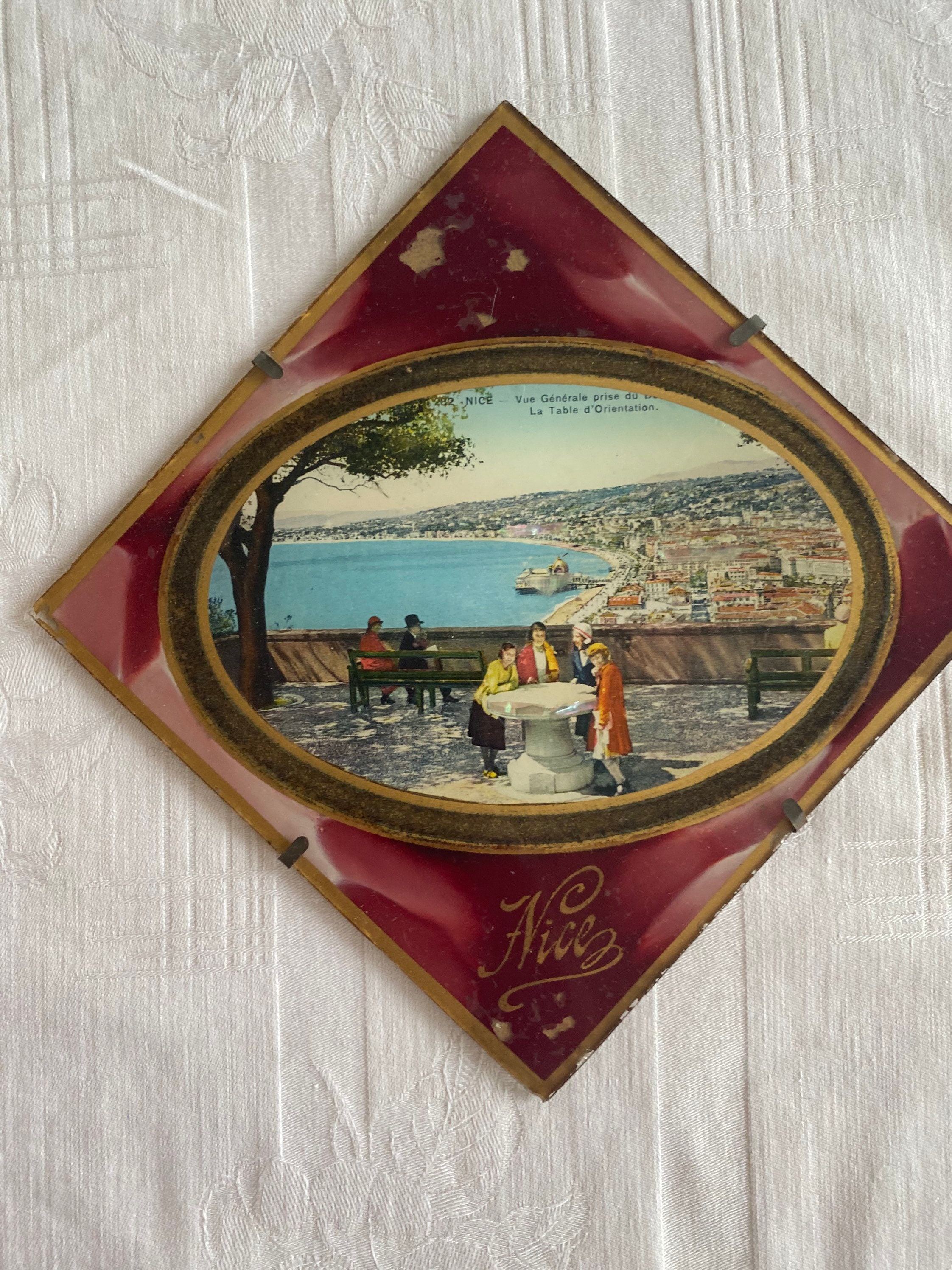 Vitre Peinte Carte Postale Nice Decor Table d'orientation Souvenir Vintage French Antique 1900 Postc